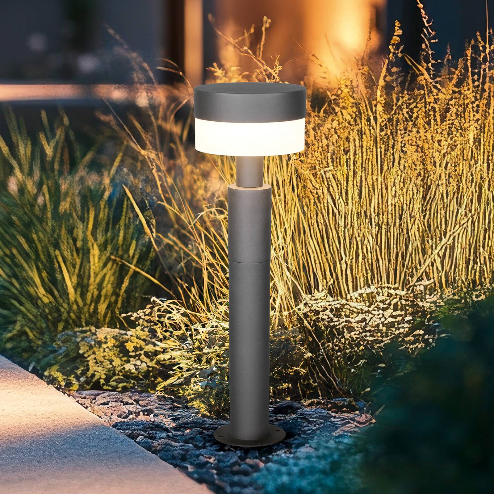 LED-Sockelleuchte Mackenzie, Höhe 50 cm, anthrazit, Aluguss günstig online kaufen