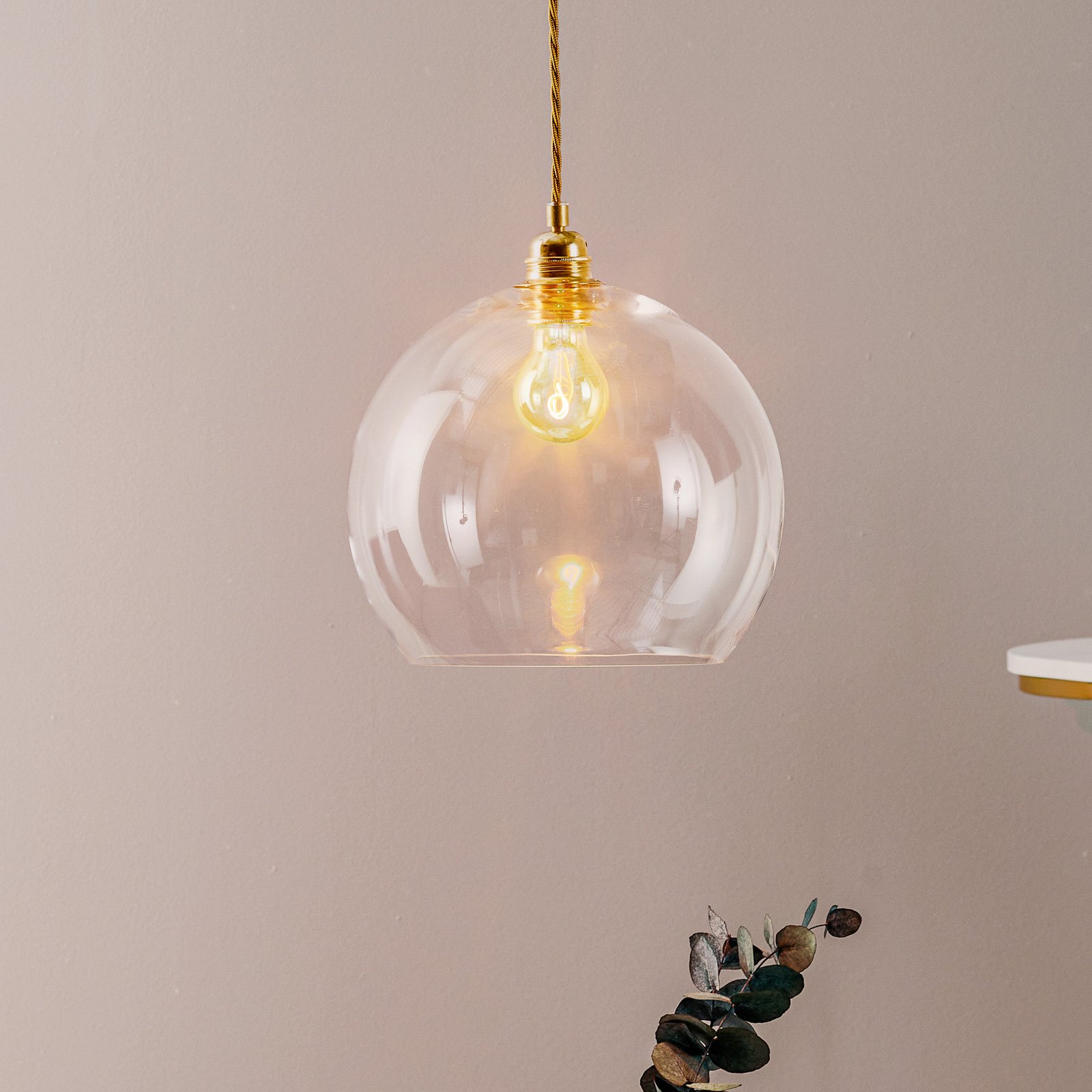 EBB & FLOW Rowan hanging light clear glass with gold