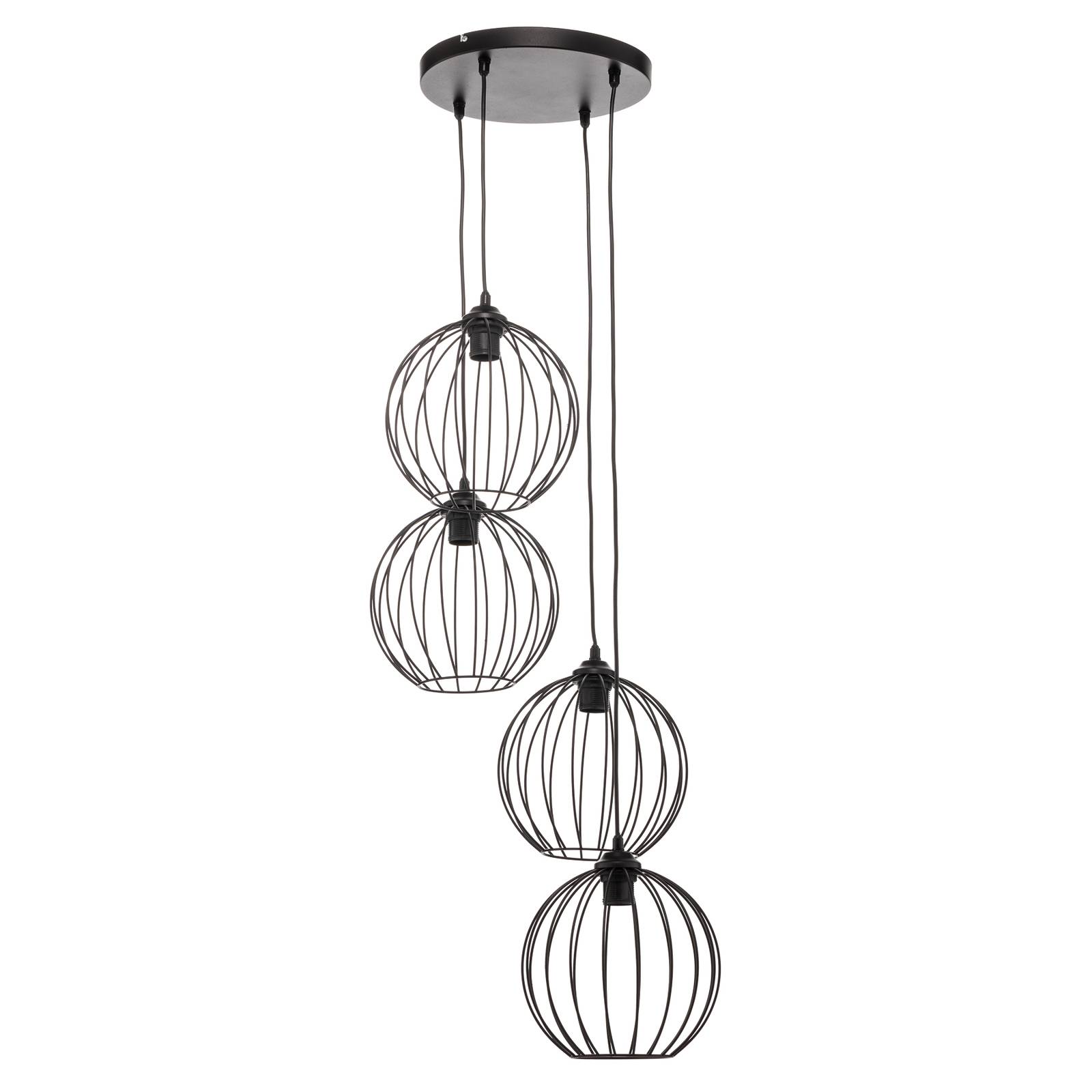 Suspension Cumera noire à 4 lampes ronde