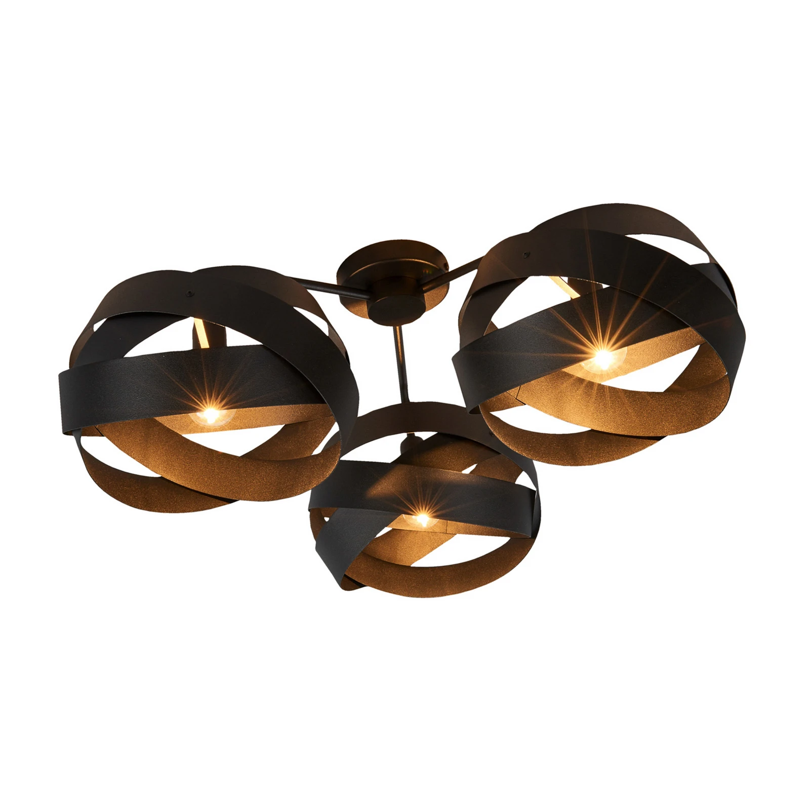 Plafón Tornado negro 3 luces