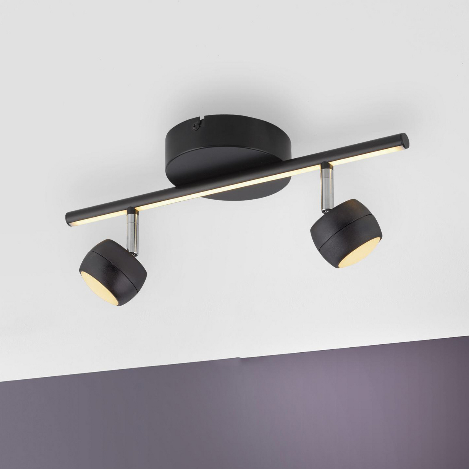 JUST LIGHT. LED-kattospotti Jarik, 2-osainen, musta, 3 000 K