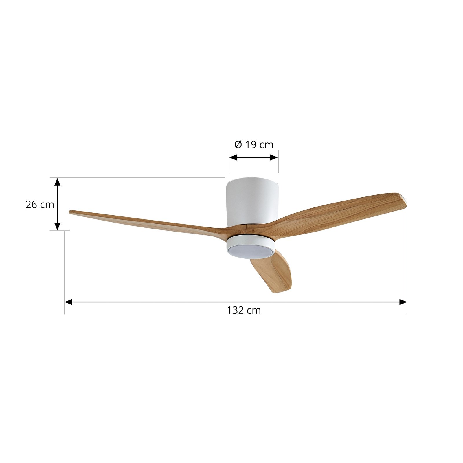 Lucande LED-Deckenventilator Faipari, weiß, DC, leise, 132cm