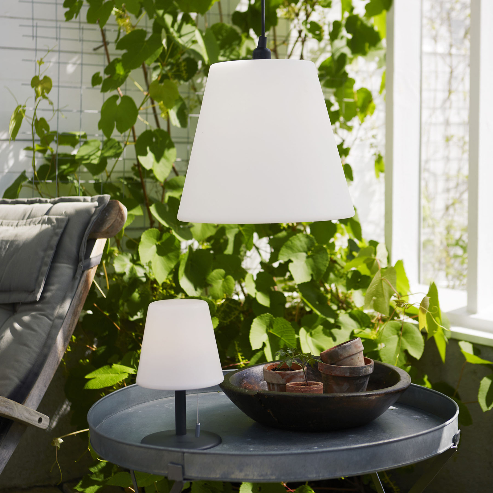 LED-Tischleuchte Gardenlight Kreta mit Akku 26,5cm