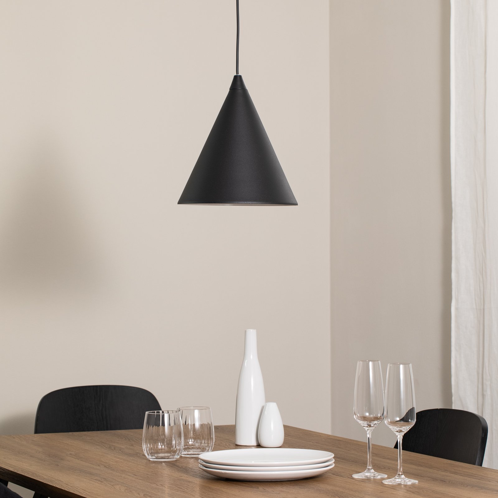 Závěsné světlo tvar, černá, kov, Ø 24 cm, kužel, E27
