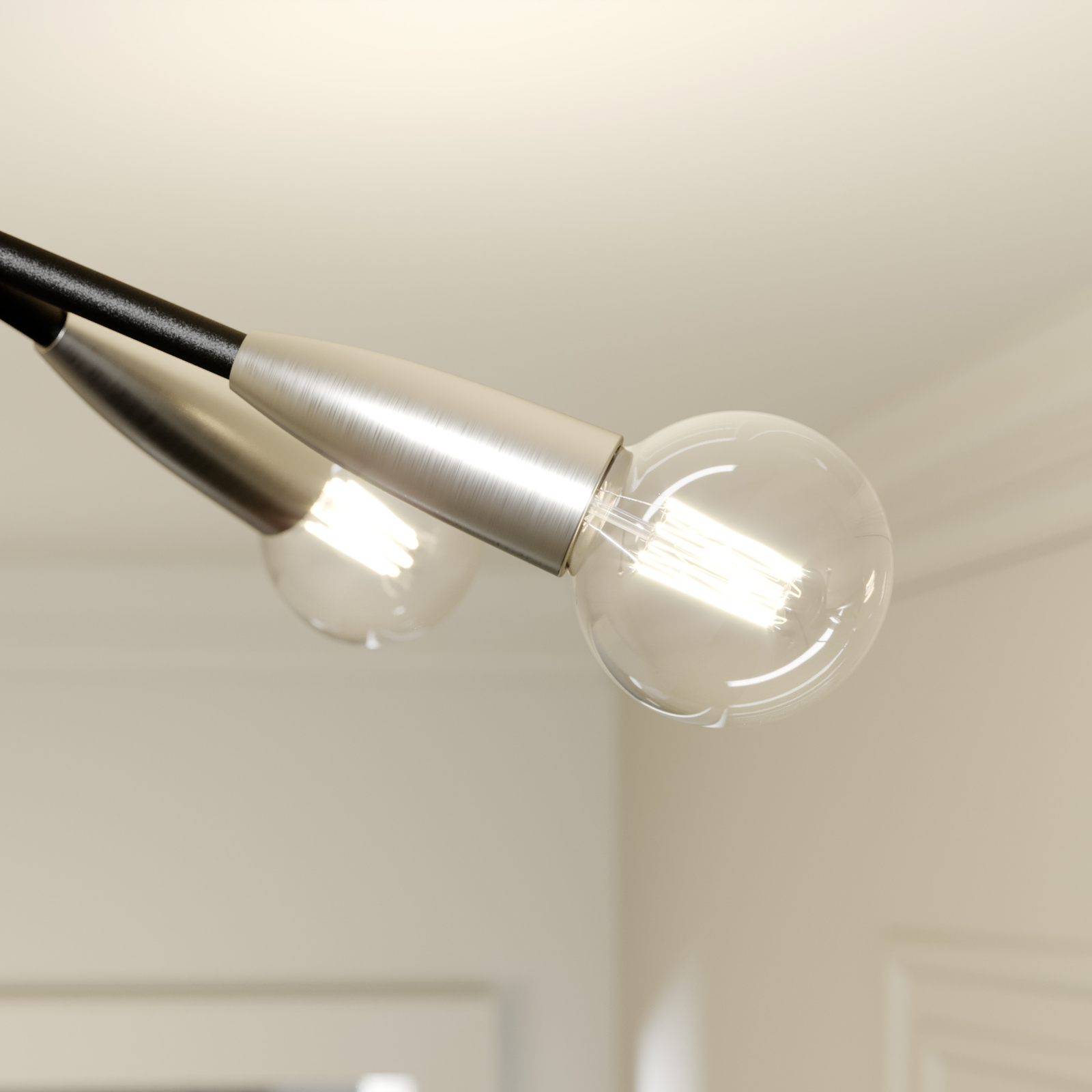 Lucande Carlea lampa sufitowa 4-pkt. czarna nikiel