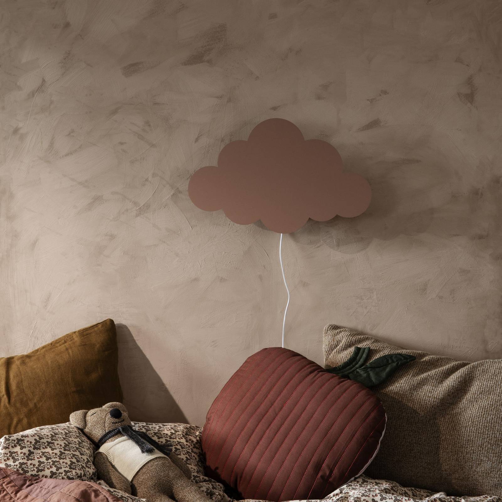 ferm LIVING fermLIVING Cloud vägglampa trä rosa stickpropp