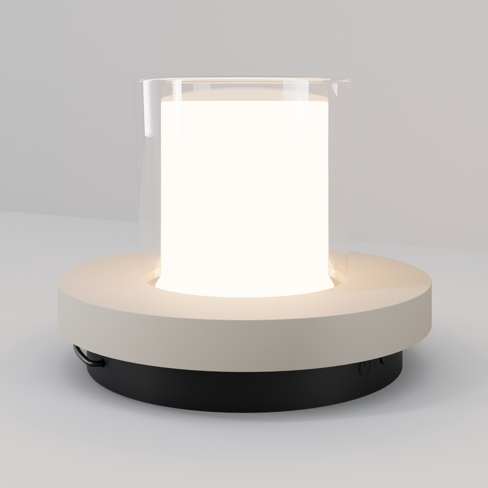 Maytoni LED-sončna namizna svetilka Lantra, bela, višina 10 cm, IP44, z regulatorjem - Dnevna soba / jedilnica - Sodobni - bela, črna - Plastika