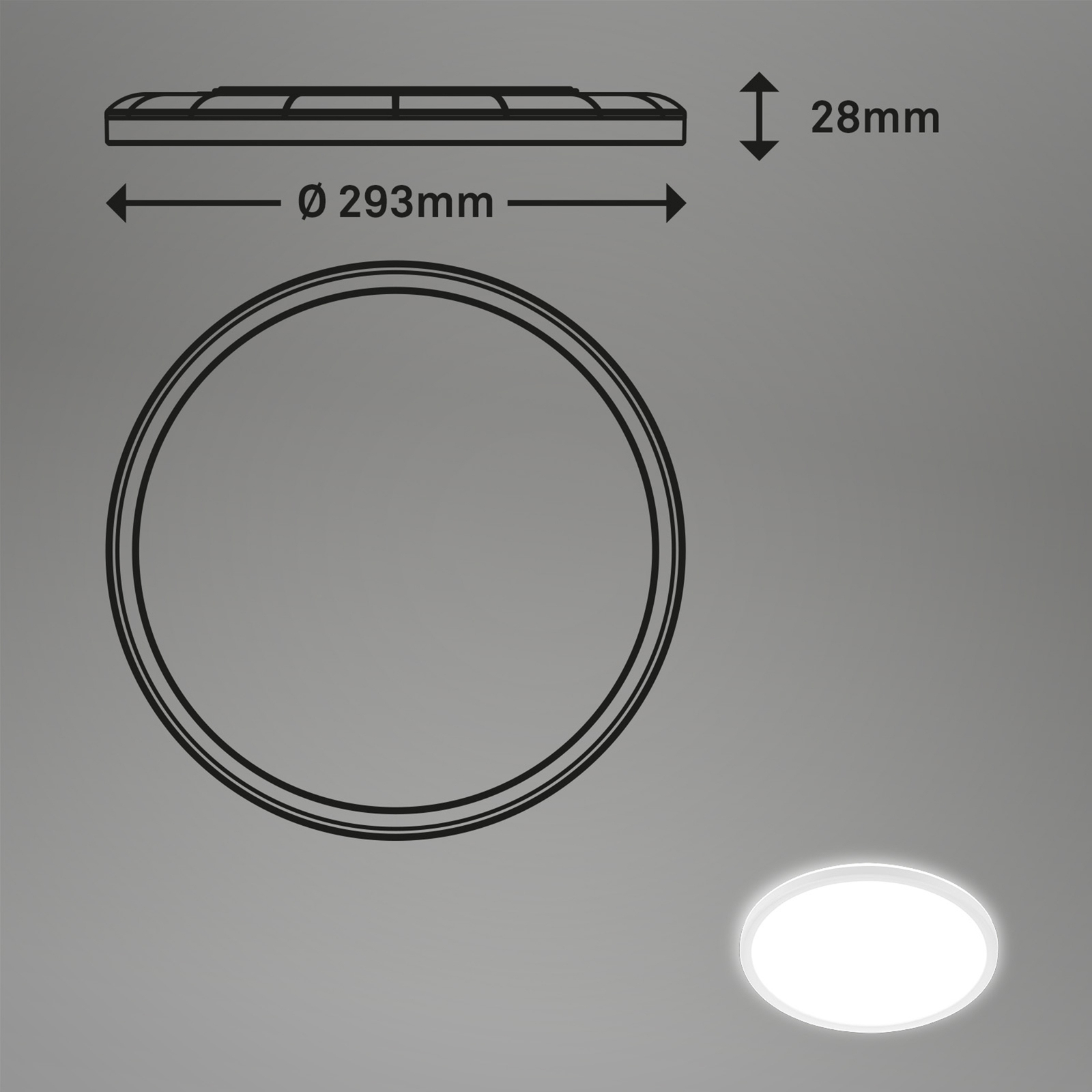 LED-Deckenlampe Slim, rund, 29,3cm