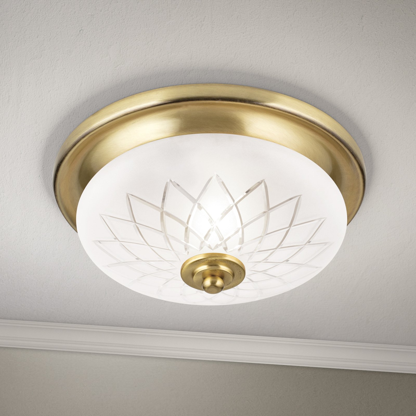 Porto ceiling light, Ø 26 cm, bronze-coloured, glass, E27