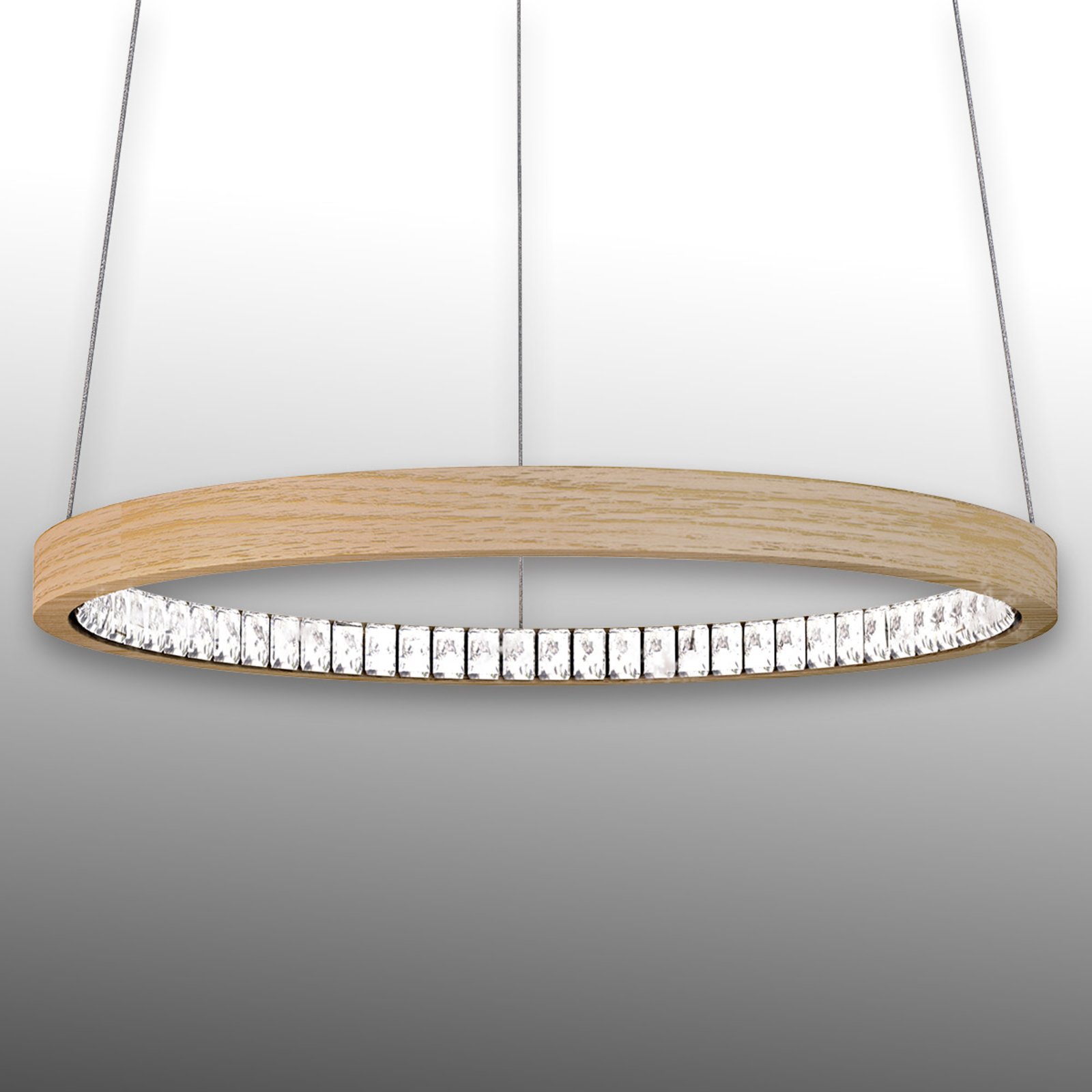 Natural LED hanging light Libe Round, 90 cm