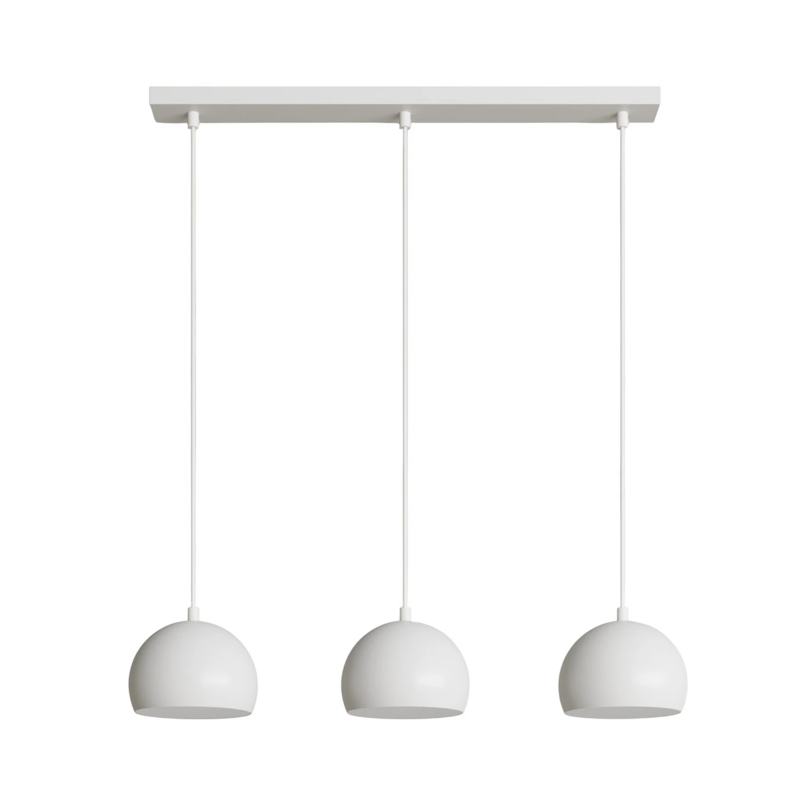 Lampada a sospensione Sool, bianca, lunghezza 65 cm, a 3 luci, metallo, E27