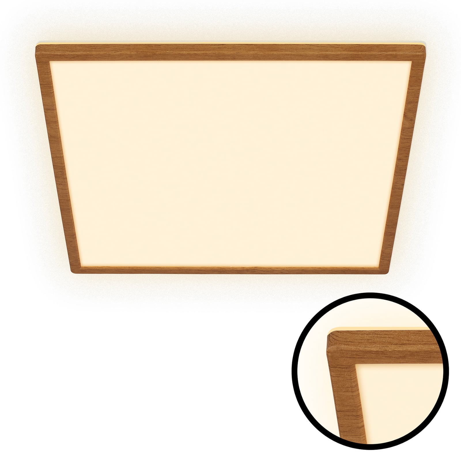 LED-taklampa Tava Wood, 42 x 42 cm, plast, 3 000 K