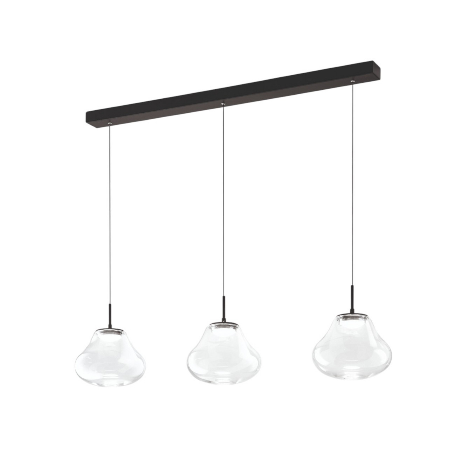 Fabas Luce Lampă suspendată LED Deva 3 becuri 115 cm transparentă CCT dimabilă - Camera de zi / sufragerie - Modern - clar negru - Sticlă