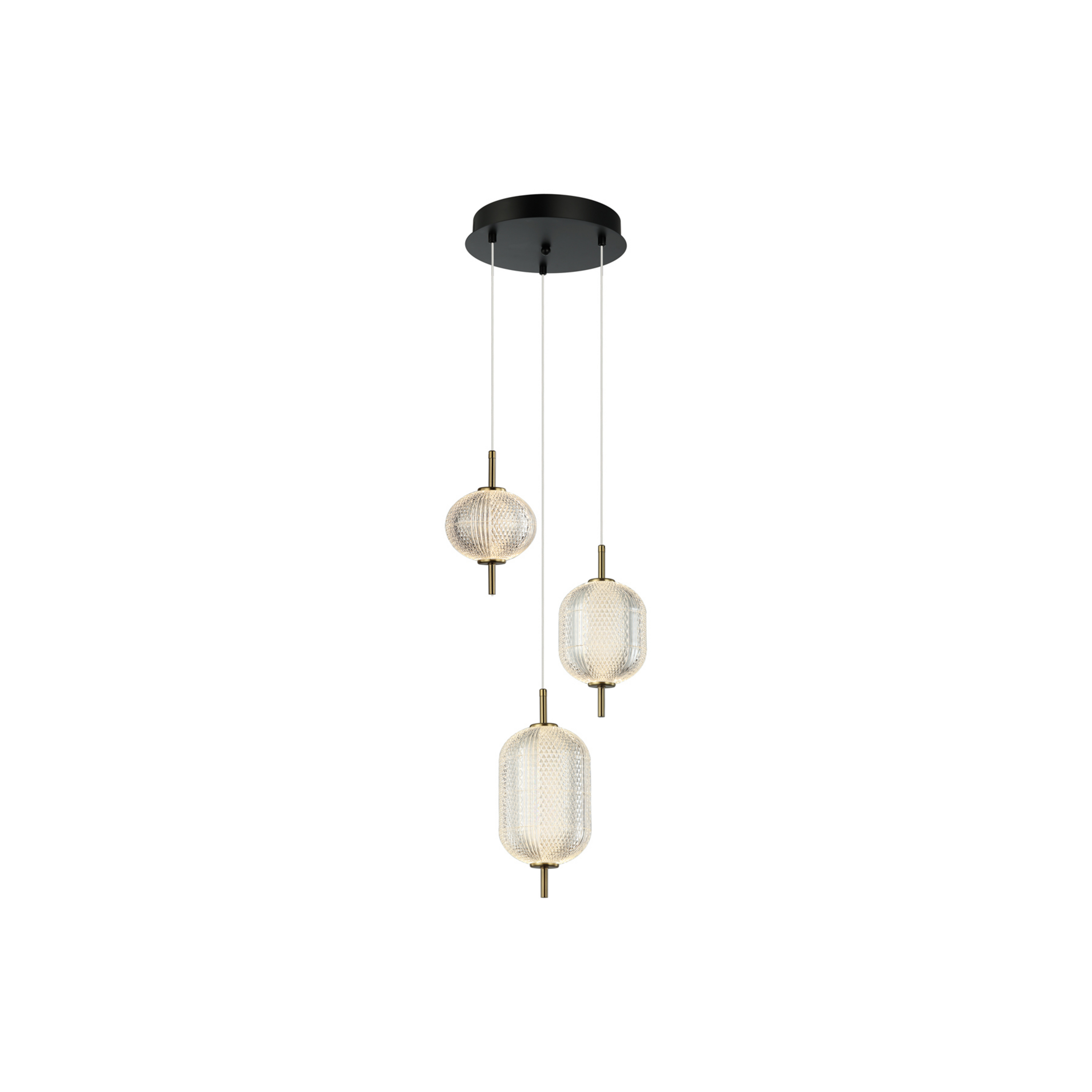 Suspension LED Pellucid, bronze/clair, à 3 lampes