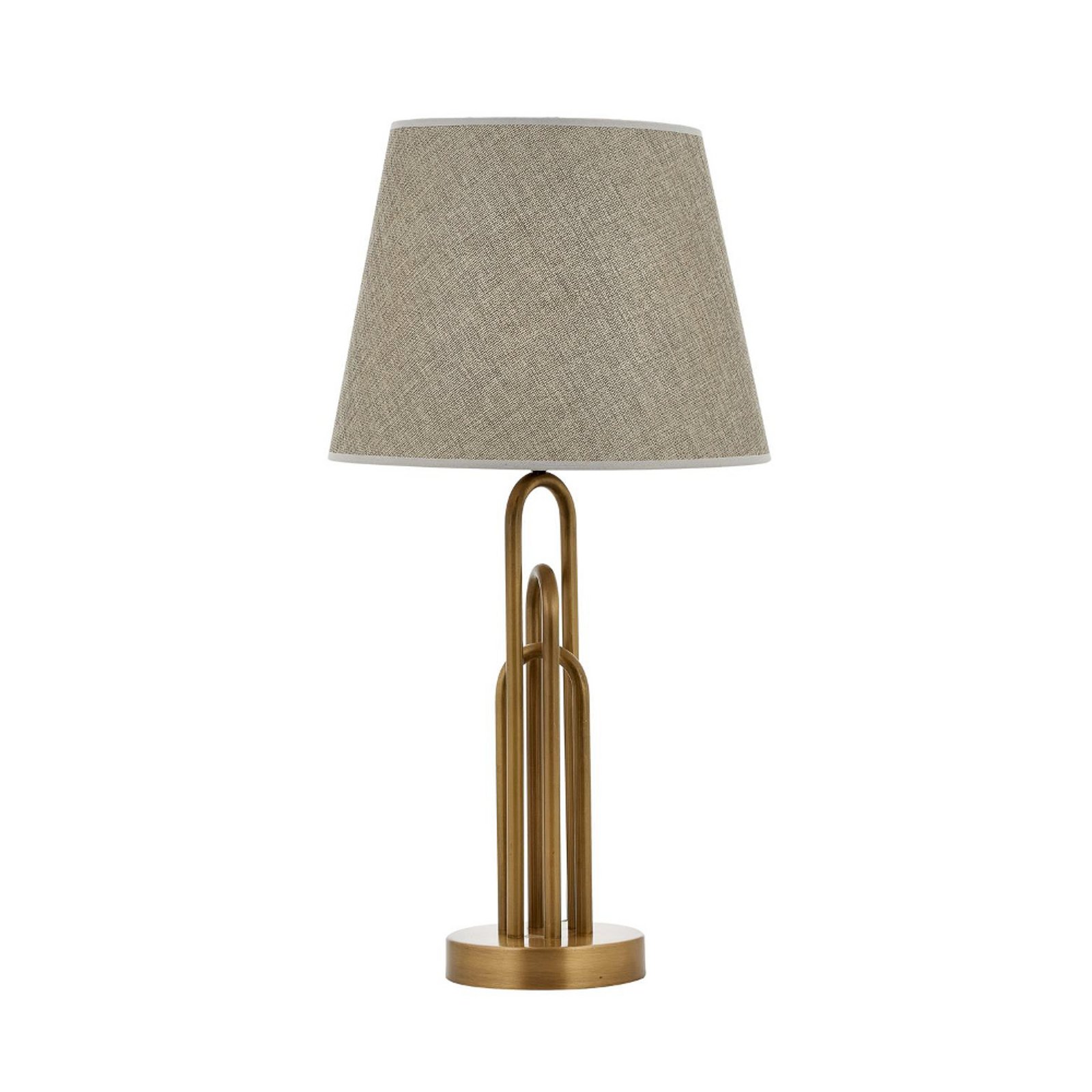 Stolní lampa Lazar, šedá/zlatá starožitnost, výška 65 cm textil/kov