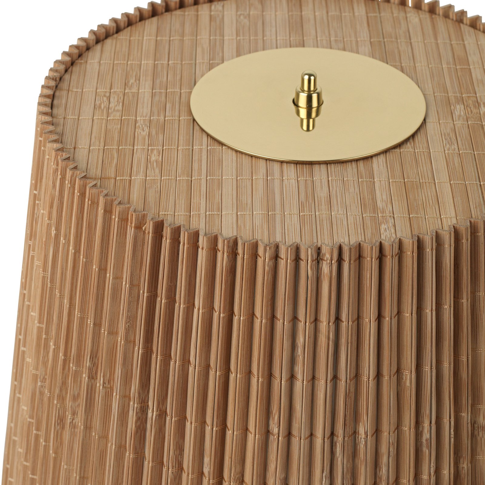 Candeeiro de mesa Gubi 9205, latão, abajur em bambu, altura 58 cm