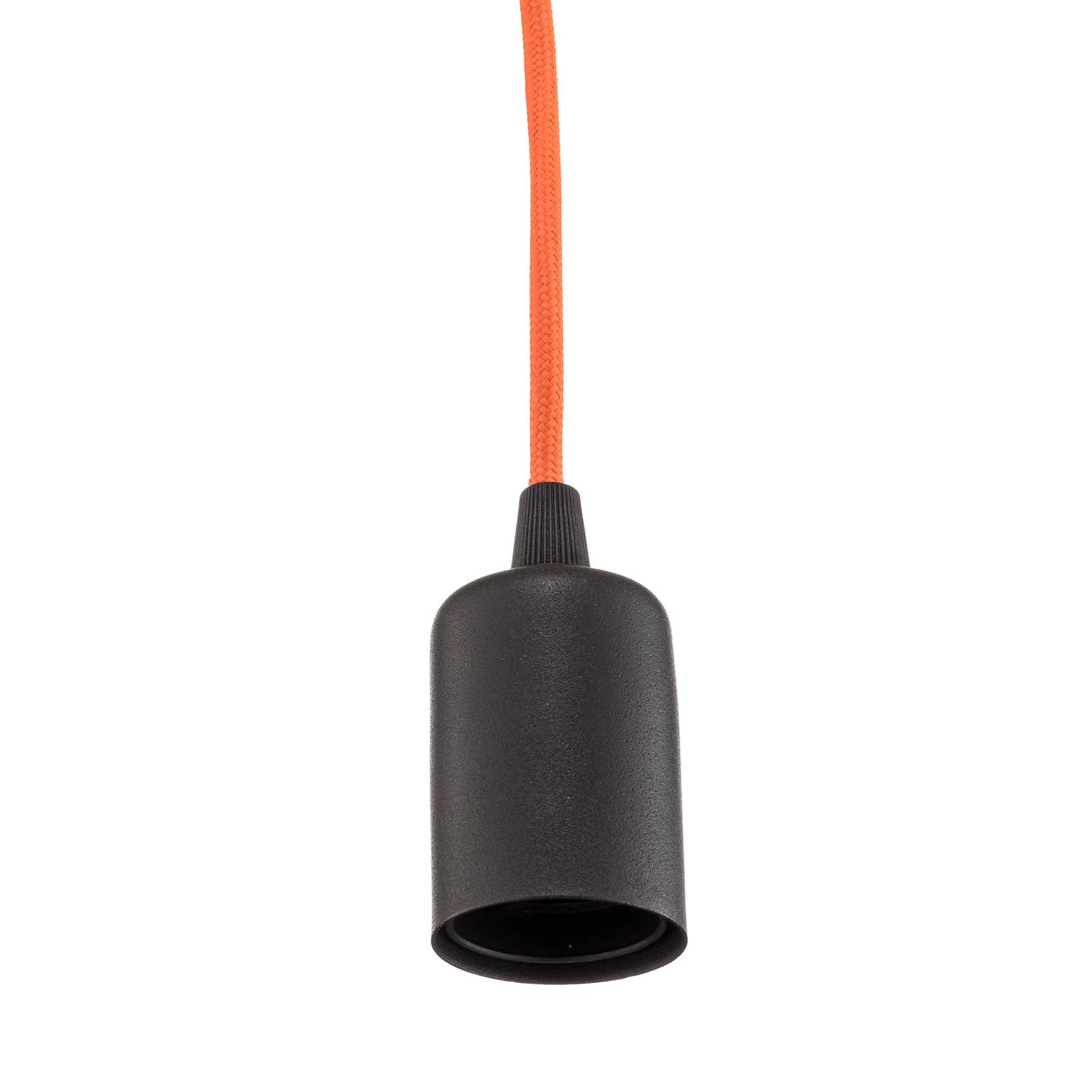 Lampa wisząca Simple, czarna, kabel pomarańczowy