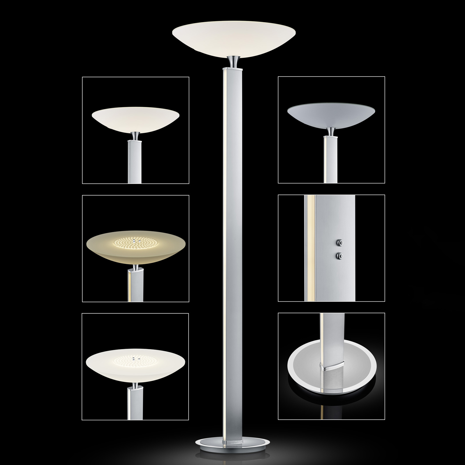 BANKAMP Pure F LED uplighter with touch dimmer