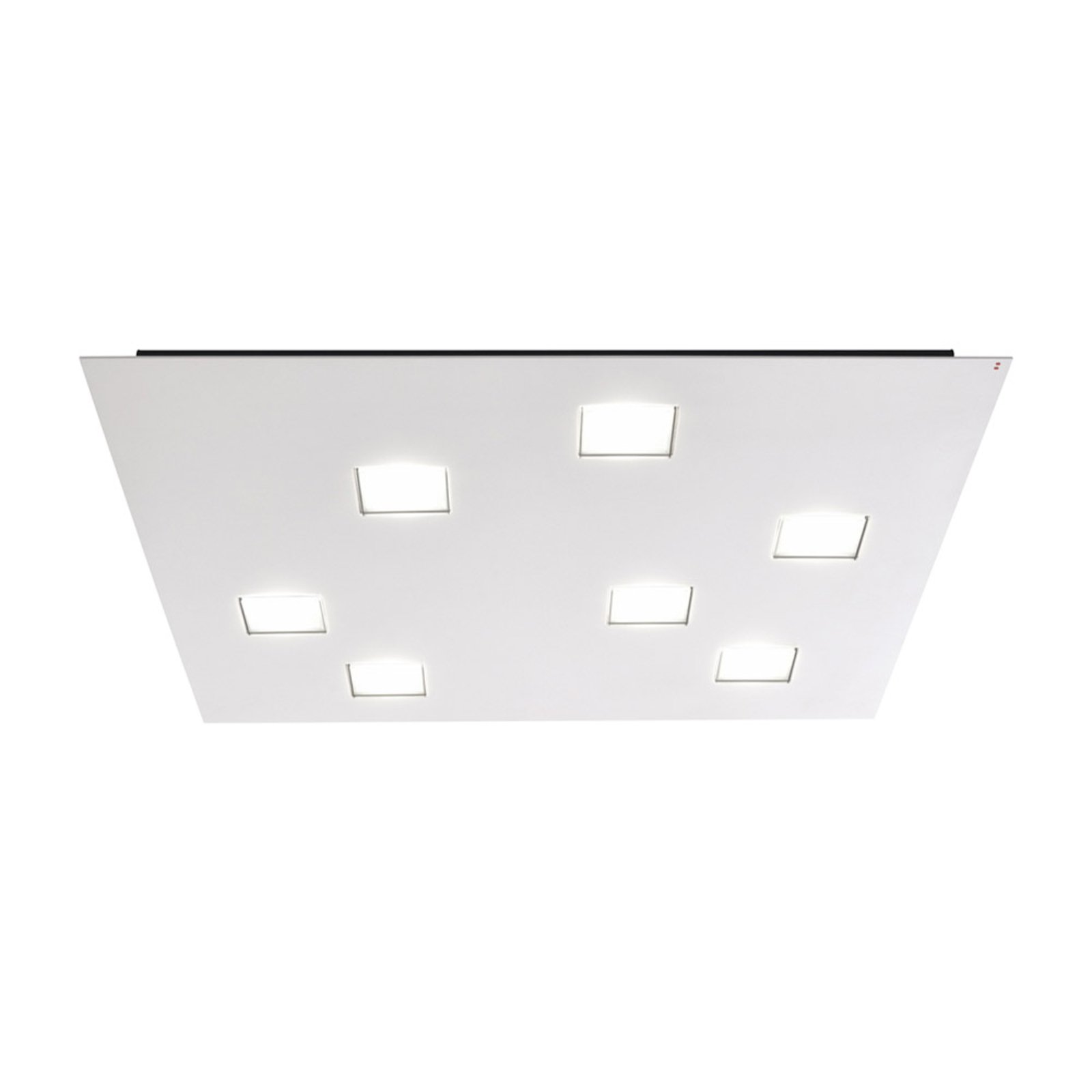 Fabbian Bright Quarter LED ceiling light in white, for Living / Dining Room, aluminium, polycarbonate, 4.5 W, energy efficiency: A+, L: 59.5 cm, W: 59.5 cm, H: 3.5 cm