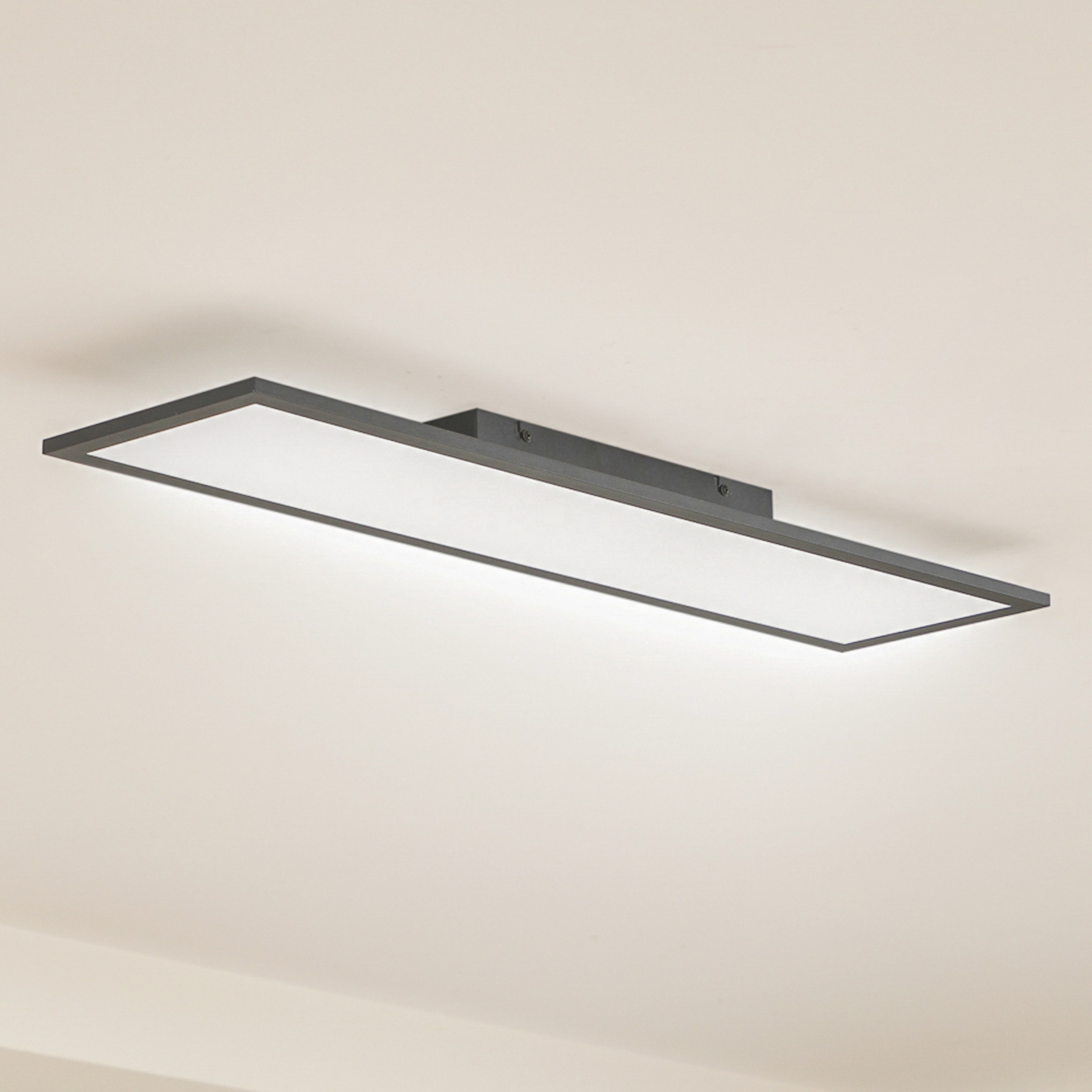 Lindby LED-Panel Enhife, schwarz, 80 x 20 cm, Metall, 4.000K