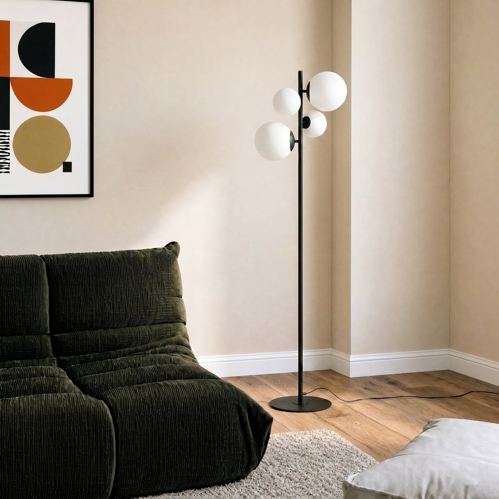 Lampa stojąca Dione, czarna, 4-punktowa – ALDEX