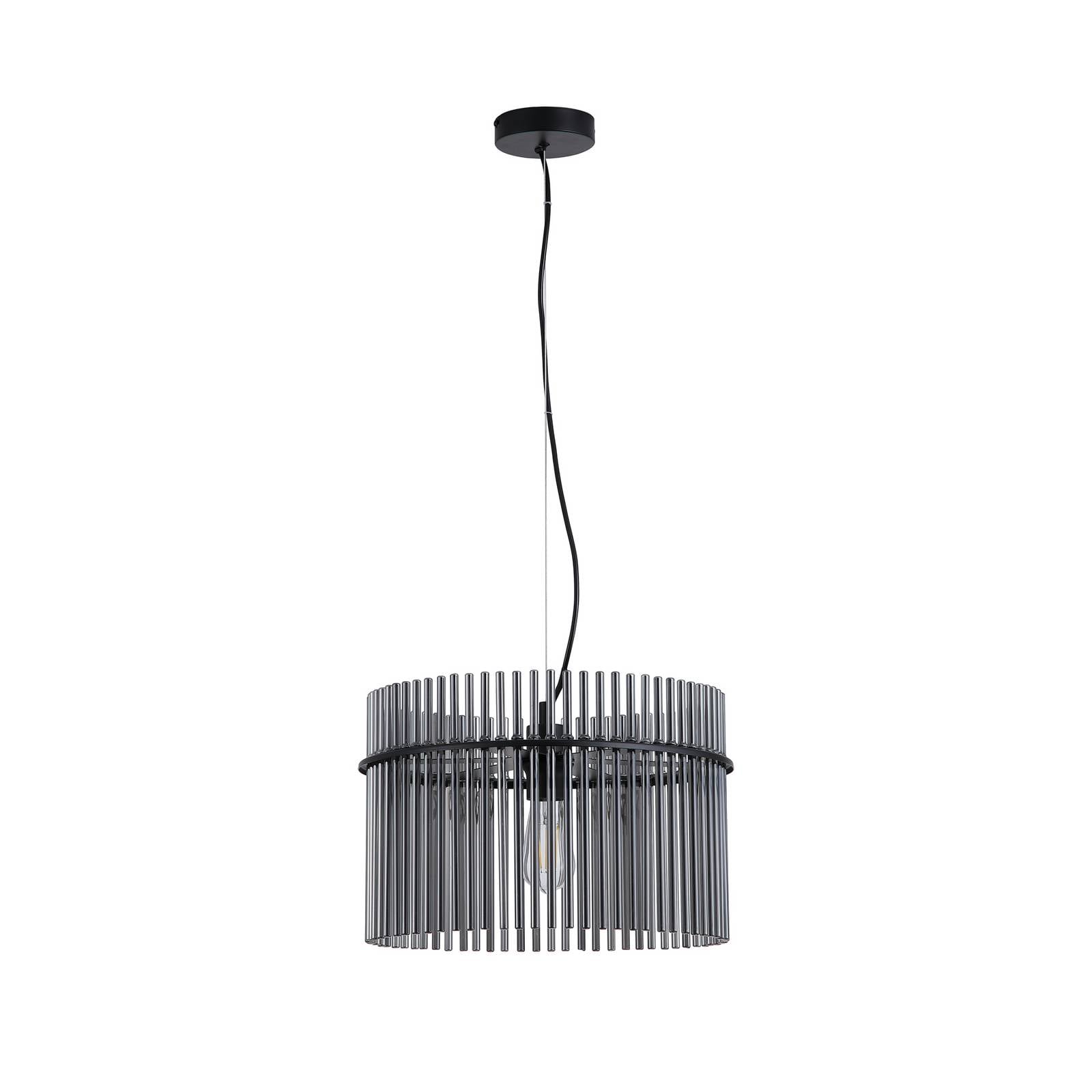 Pendellampe Swizzle, schwarz/rauchgrau, Ø 40 cm, Glas/Metall