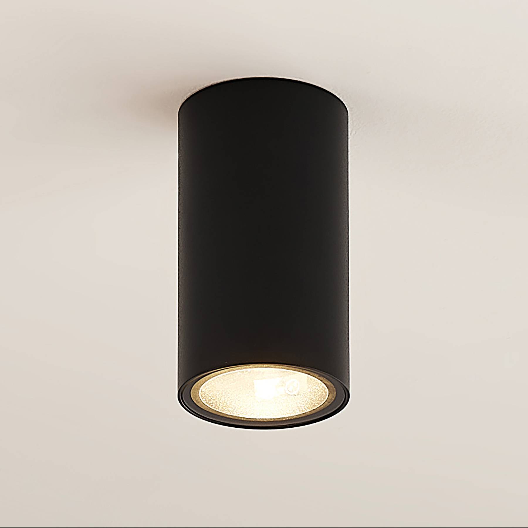 Arcchio Olivir downlight, round, GU10, black, for Hallway, aluminium, GU10, 8 W, energy efficiency: A++, H: 10.5 cm