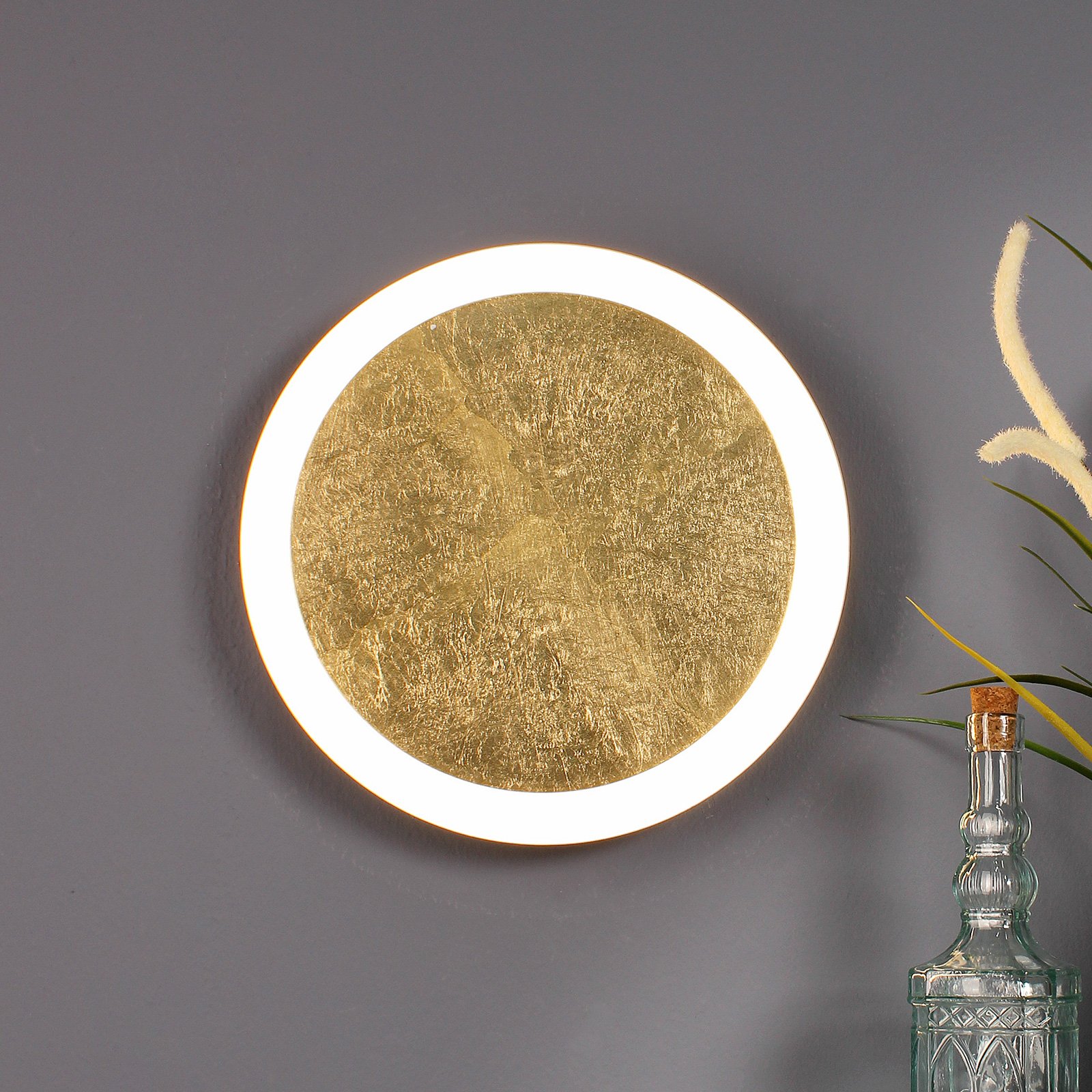 LED sieninis šviestuvas Mėnulis Ø 30 cm, aukso spalvos