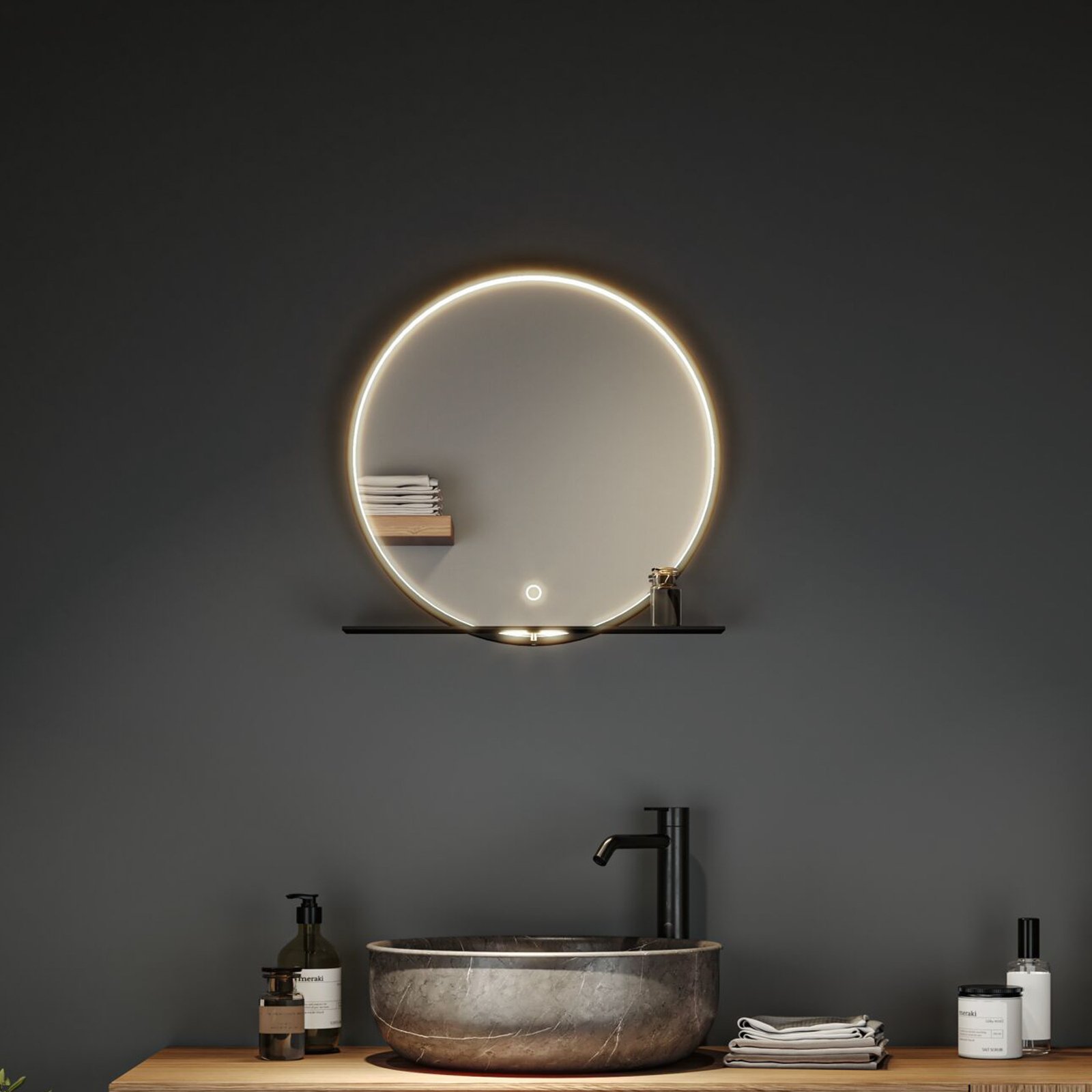 Miro LED Illuminated Zrcadlo TW IP44 Amb. Mirror/Matný Černá - Paulmann