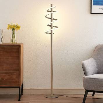 Lucande Milora lámpara de pie LED, níquel satinado
