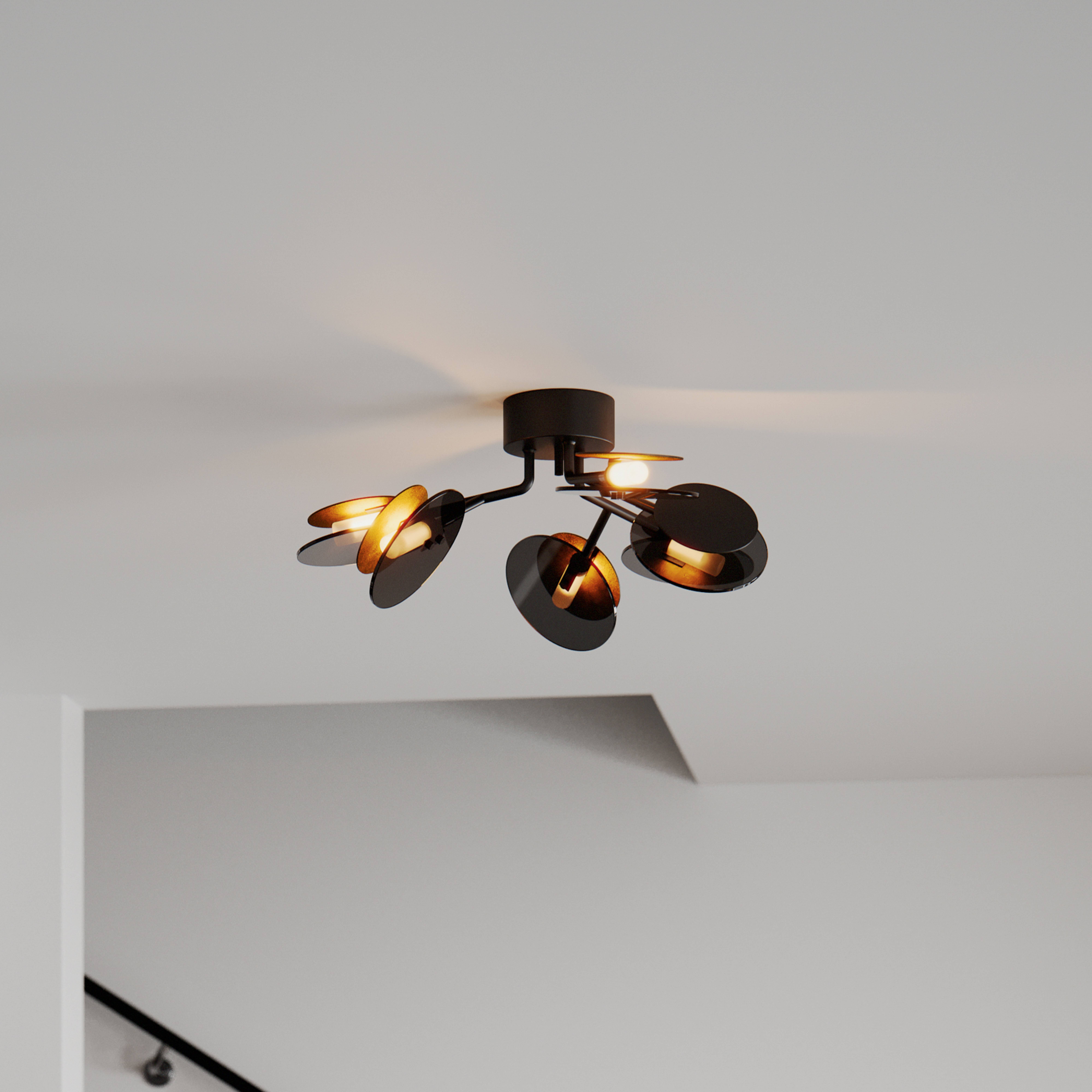 By Rydéns Turno ceiling light, black 6-bulb