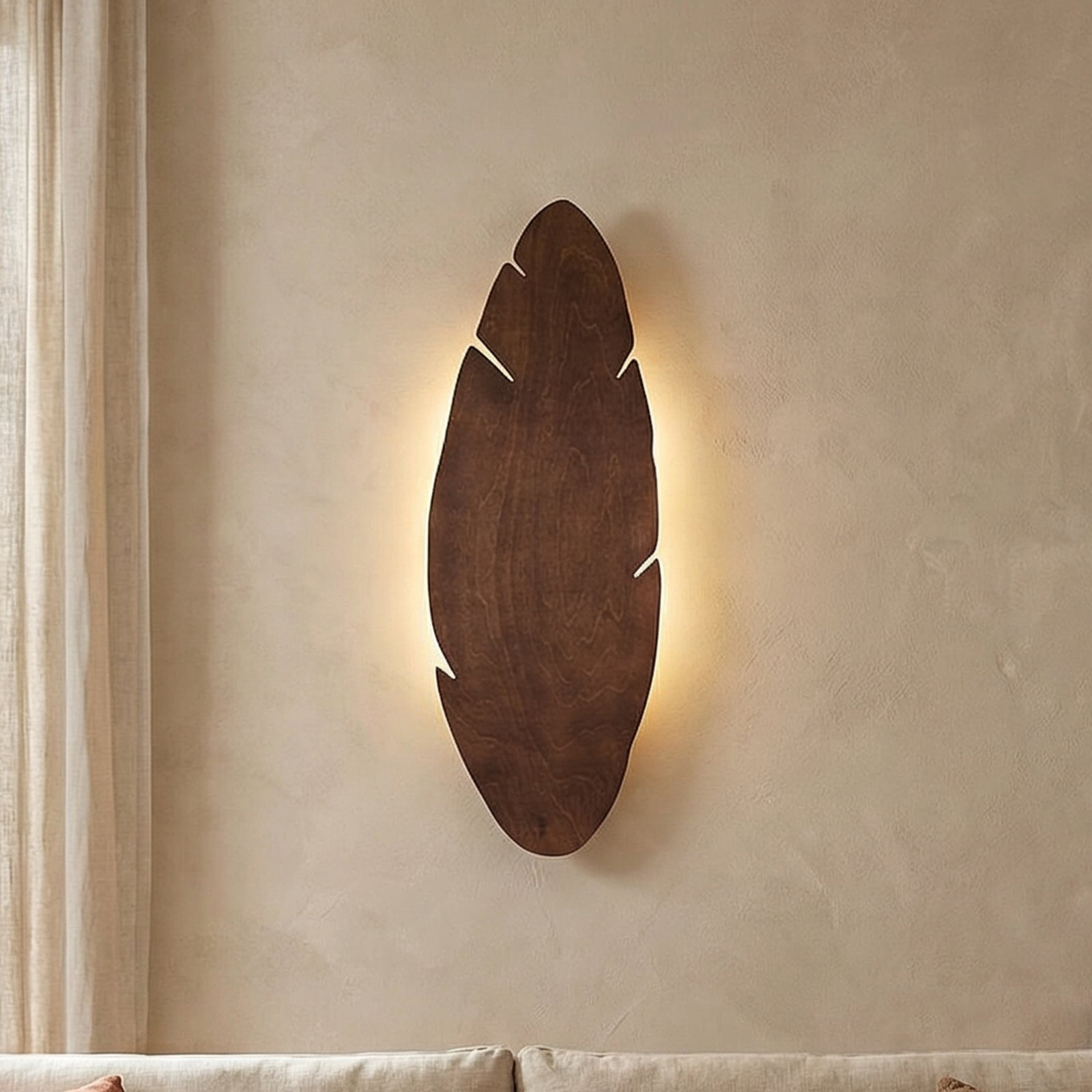 Envostar applique Lehti, a forma di foglia, noce, 69 x 24 cm