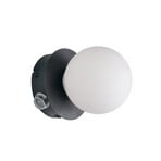 Sienas lampa „Alfio“, Ø 11 cm, matēti melna, metāls/stikls, IP44