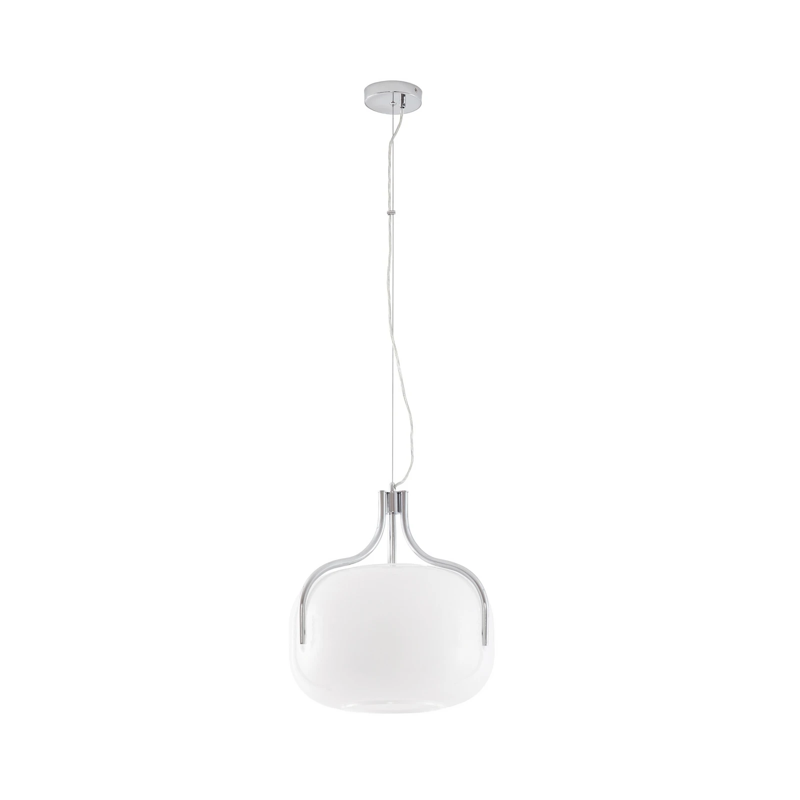 Lucande Hängeleuchte Christo, Ø 42 cm, chrom/weiß, Glas