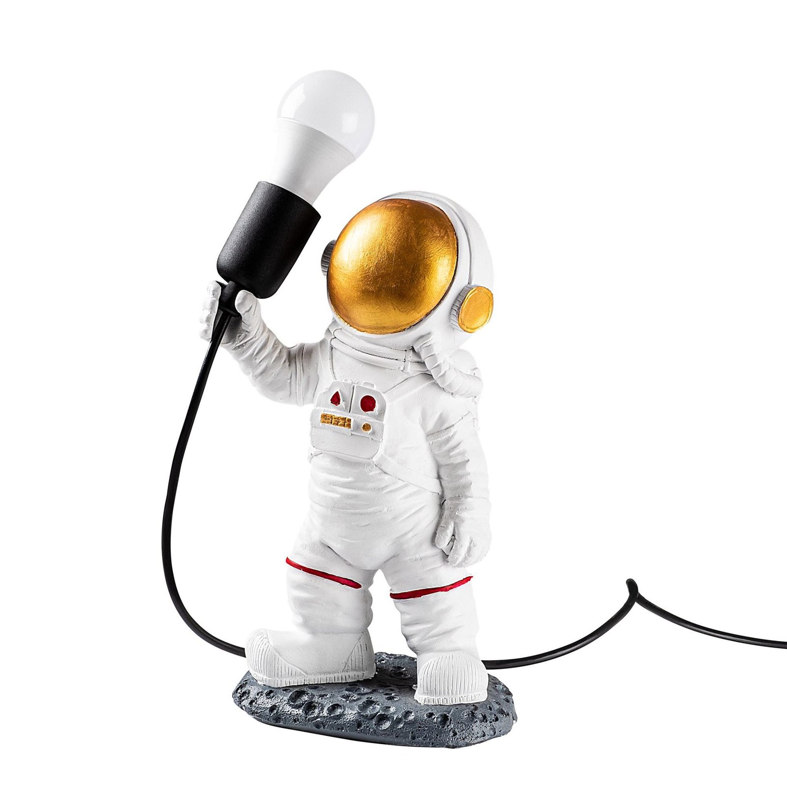 Stolná lampa Astronaut-1, biela, polyester, výška 32 cm