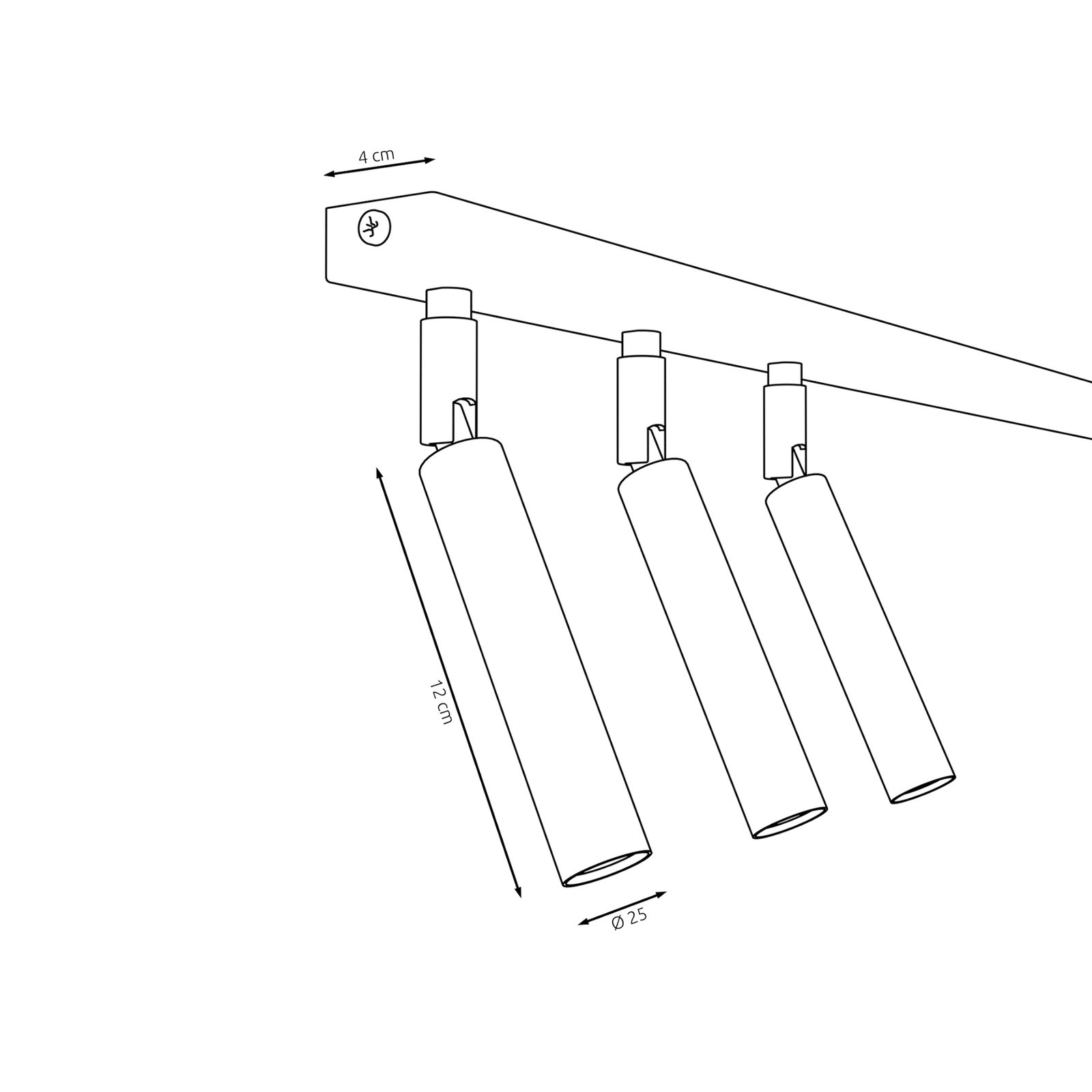 Taklampe Ivi, 6 lyskilder, 90 cm lang, svart, metall, G9