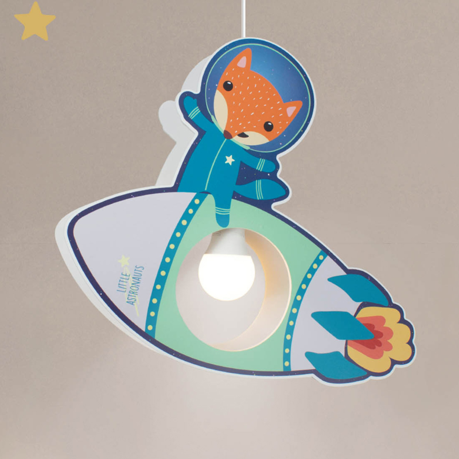 Little Astronauts Rocket pendant light | Lights.co.uk