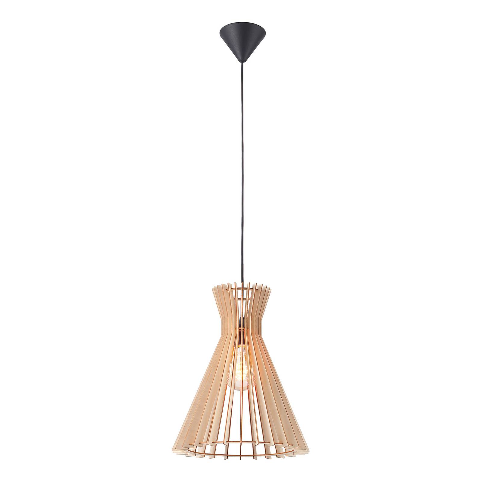 Nordlux Groa hanging light made of wood, wood, for Living / Dining Room, wood, metal, E27, 60 W, H: 41.4 cm