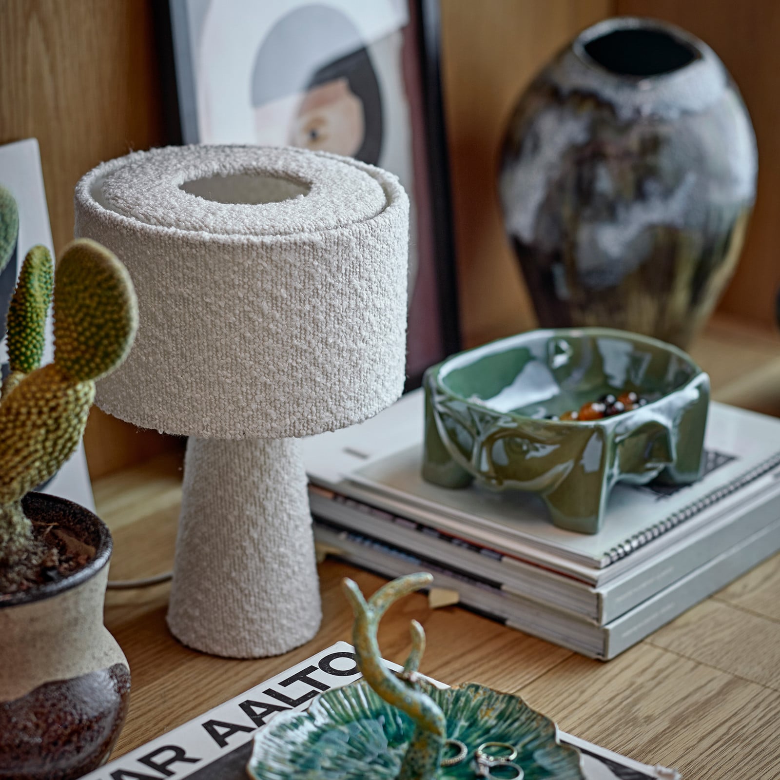 Emmie bordlampe, polyester, bouclé-look Bloomingville - Stue - Moderne - Stof / tekstil - Med én lyskilde