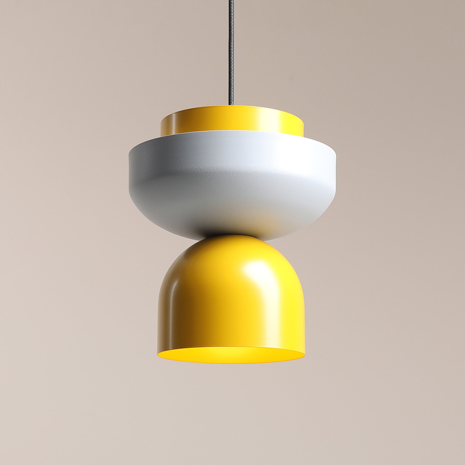 Ulia pendant light, yellow/grey, metal shade