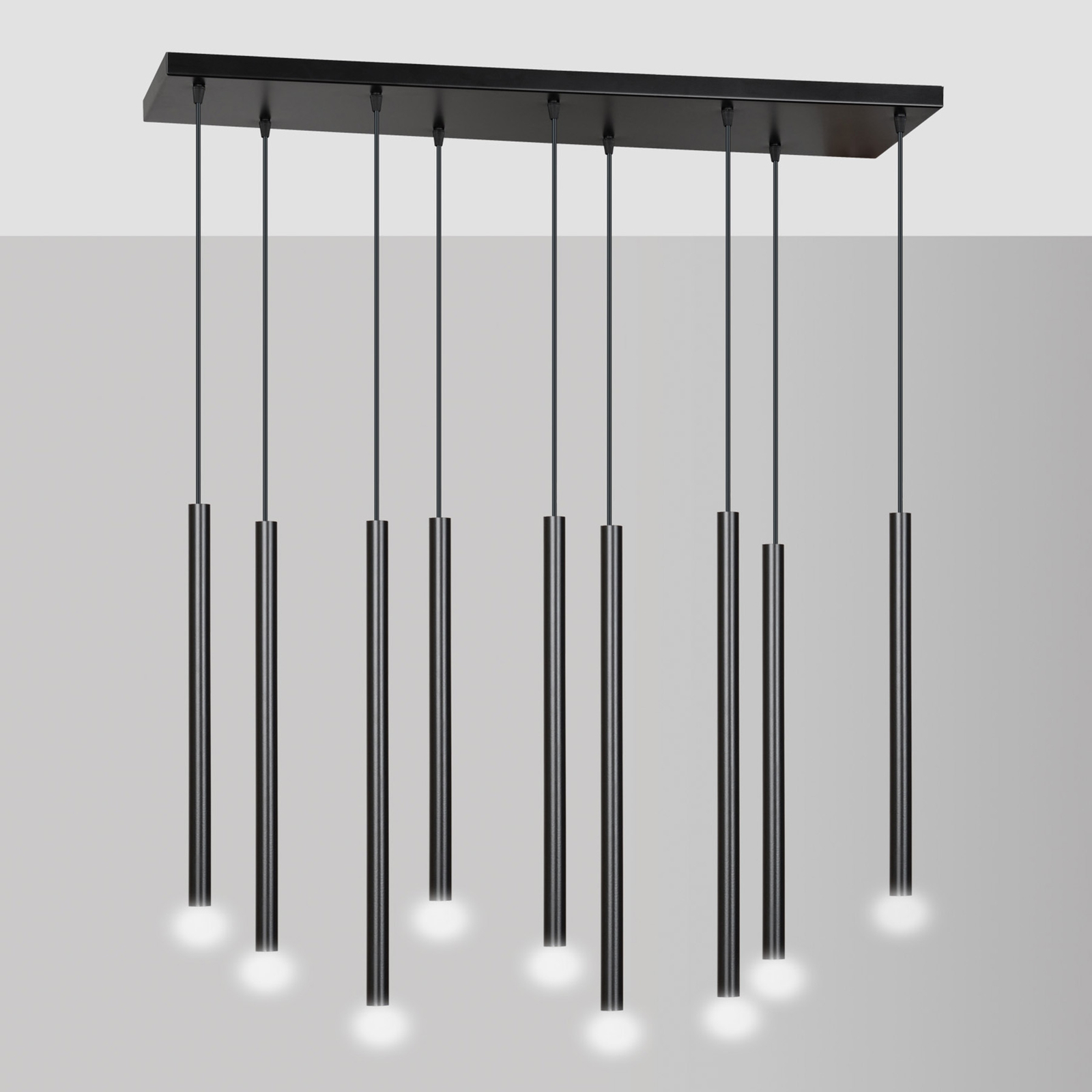 Lámpara colgante Sid, negro, 9 luces