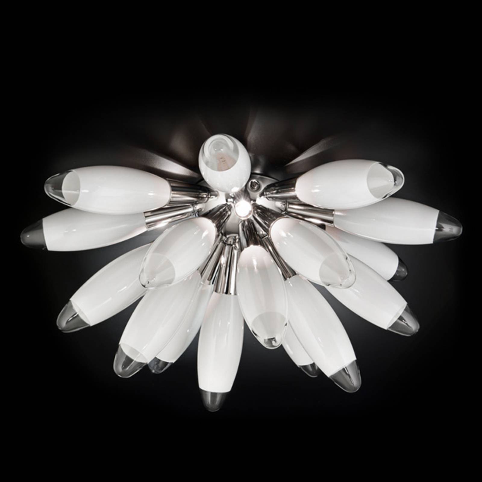 Witte glas-plafondlamp Flo, 55 cm