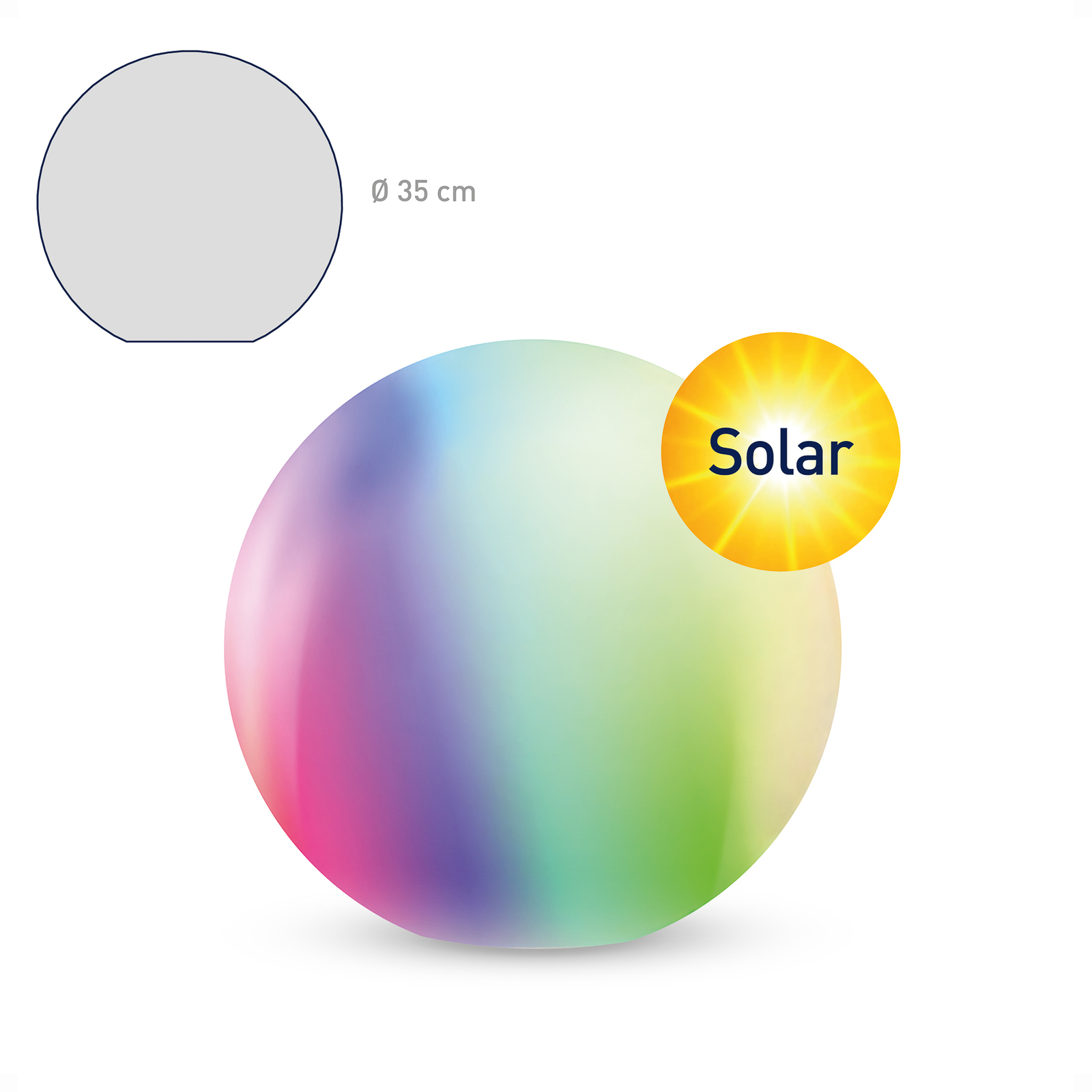 tint LED koule Calluna Solar, CCT, RGB, Ø 35 cm
