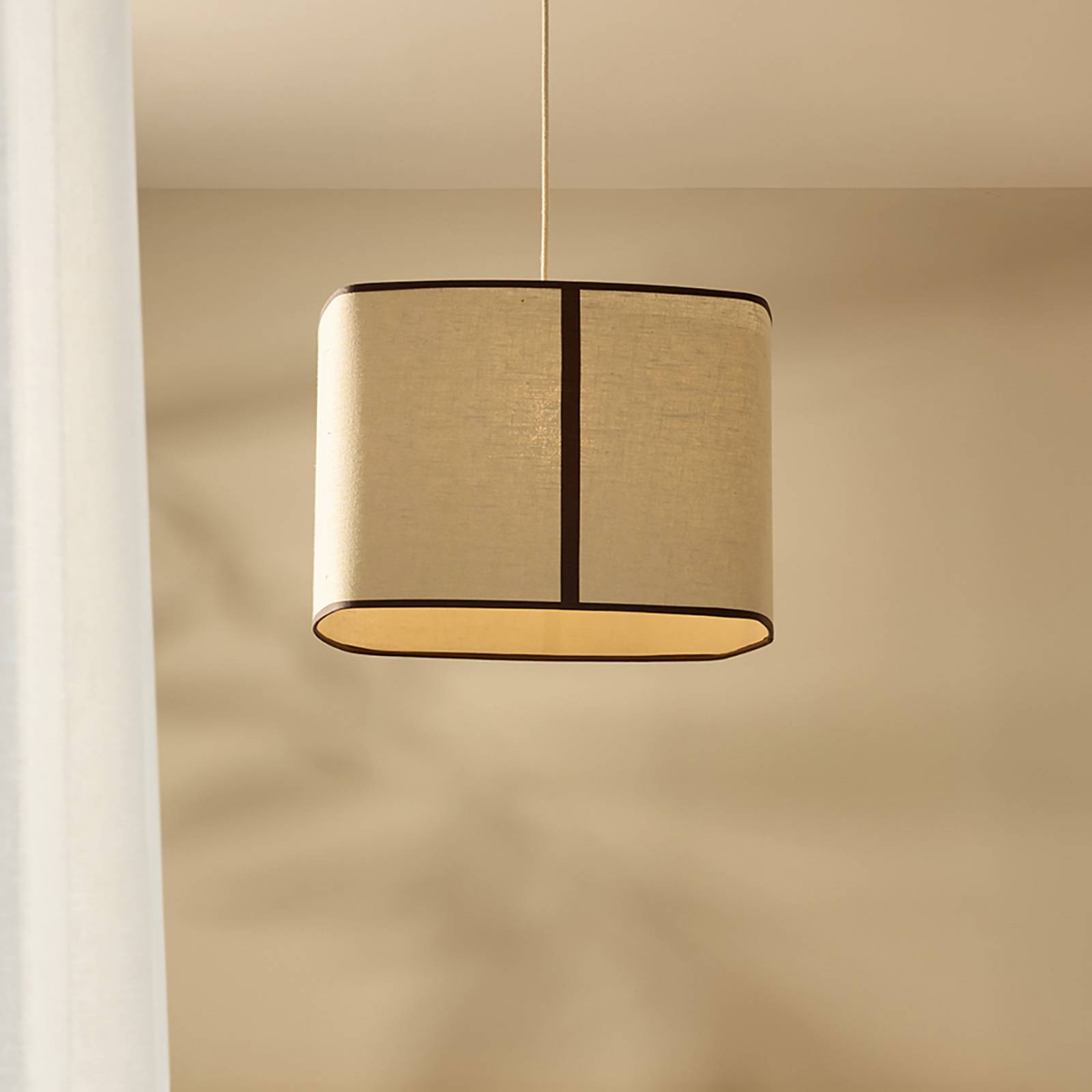 MARKET SET Hængelampe Dolce, kalkstenbeige, hør, E27