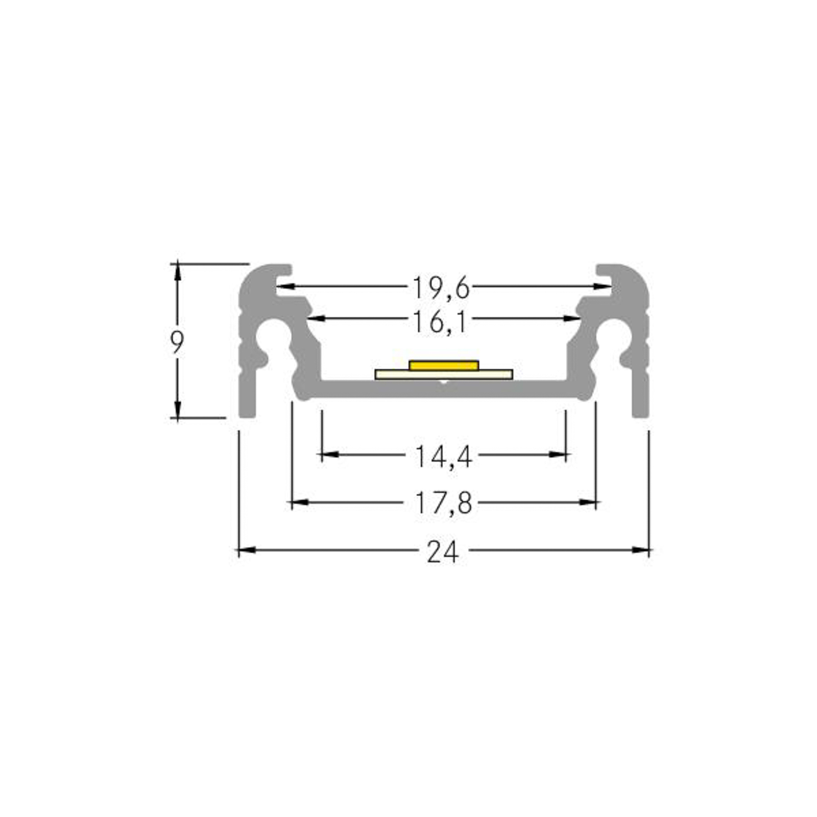 BRUMBERG profil de montare înălțime 9 mm lungime 1 m aluminiu