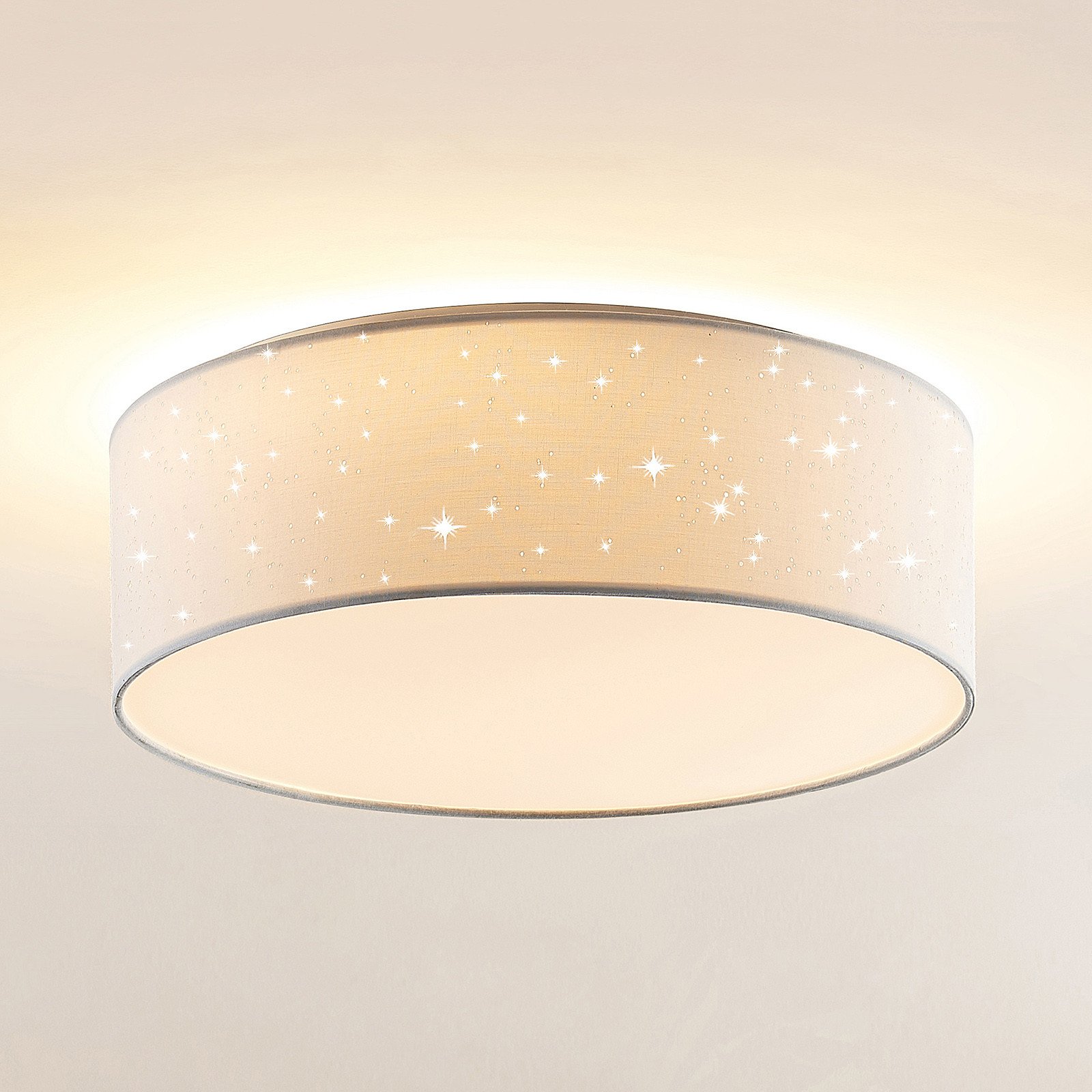 Lindby plafonieră LED Ellamina 40 cm alb textil - Camera de zi / sufragerie - modern - Țesătură / Textil