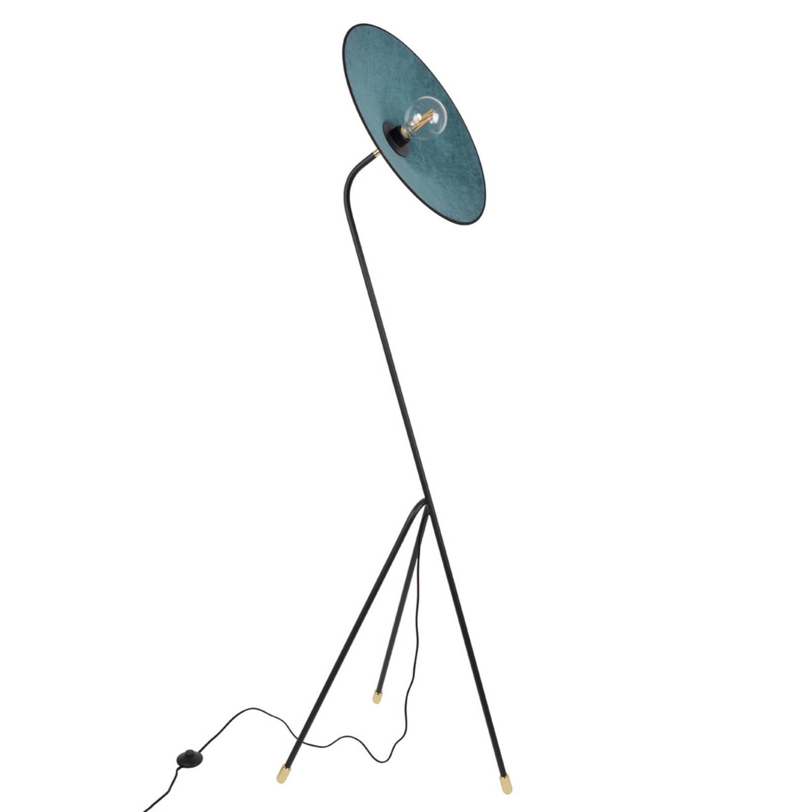 MARKET SET Gatsby floor lamp emerald green, for Living / Dining Room, metal, cotton, velvet, E27, 15 W, H: 180 cm