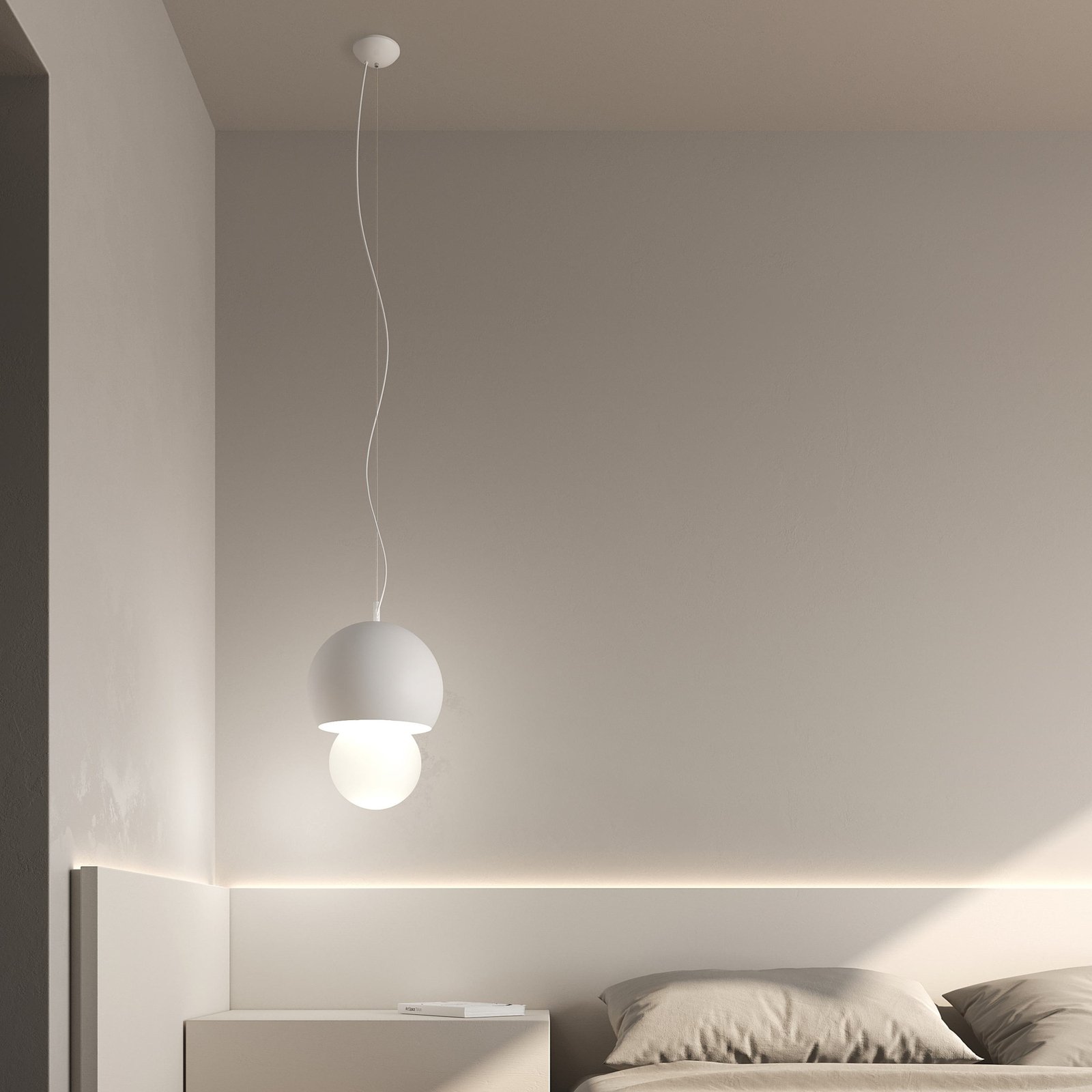 Karman hanglamp Triluna, 24 x 45 cm, wit, aluminium