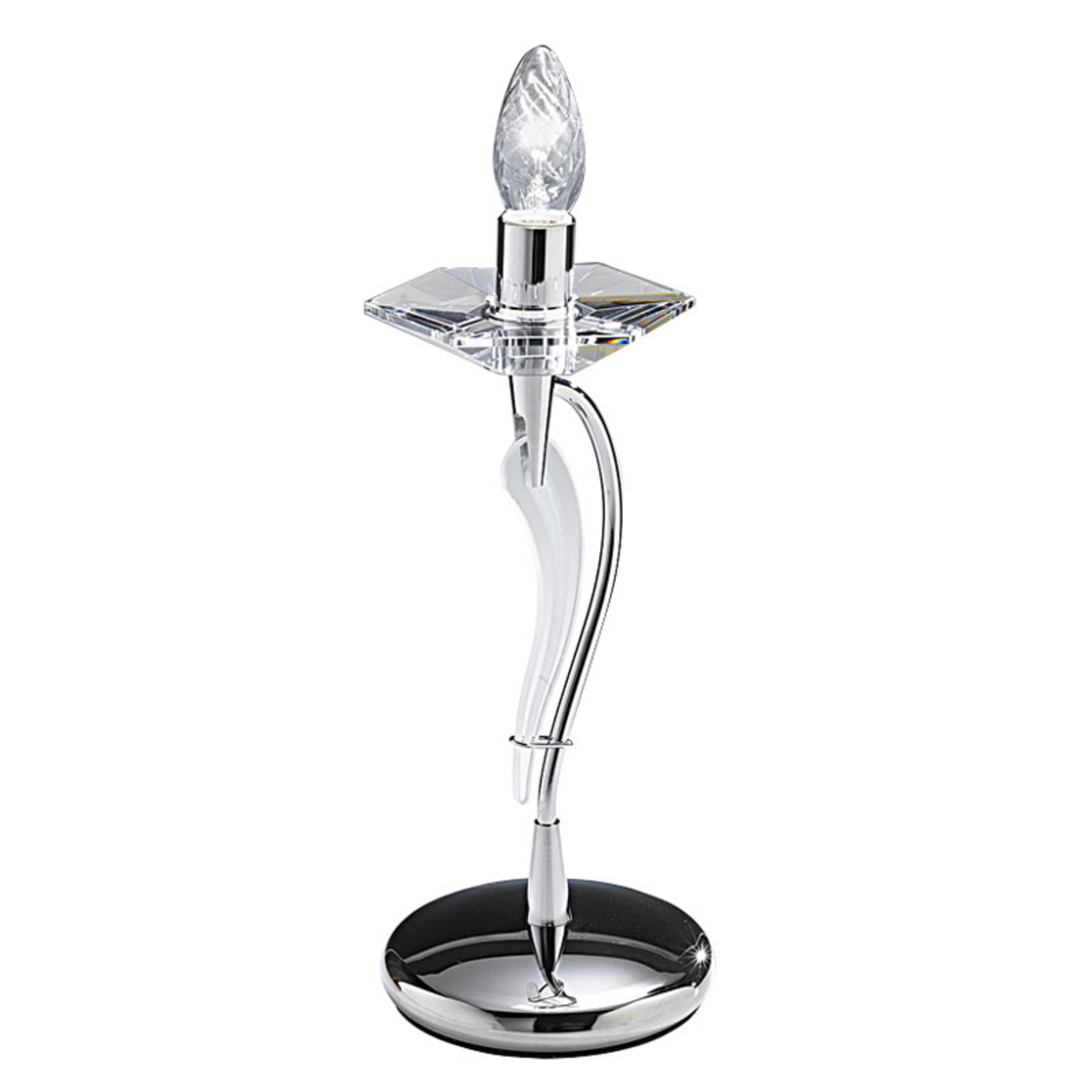 Icaro table lamp with crystal glass, chrome