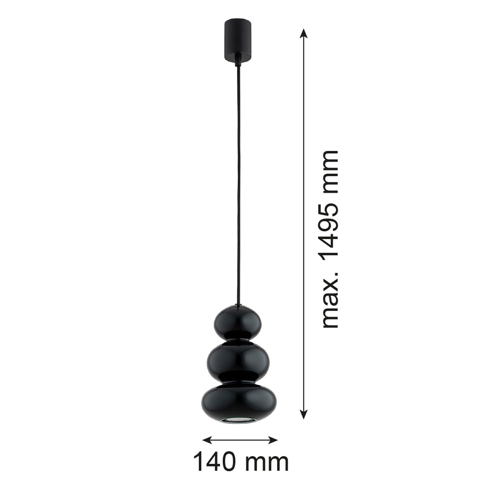 Argon Lampă suspendată Oman negru lucios sticlă Ø 14 cm - Camera de zi / sufragerie